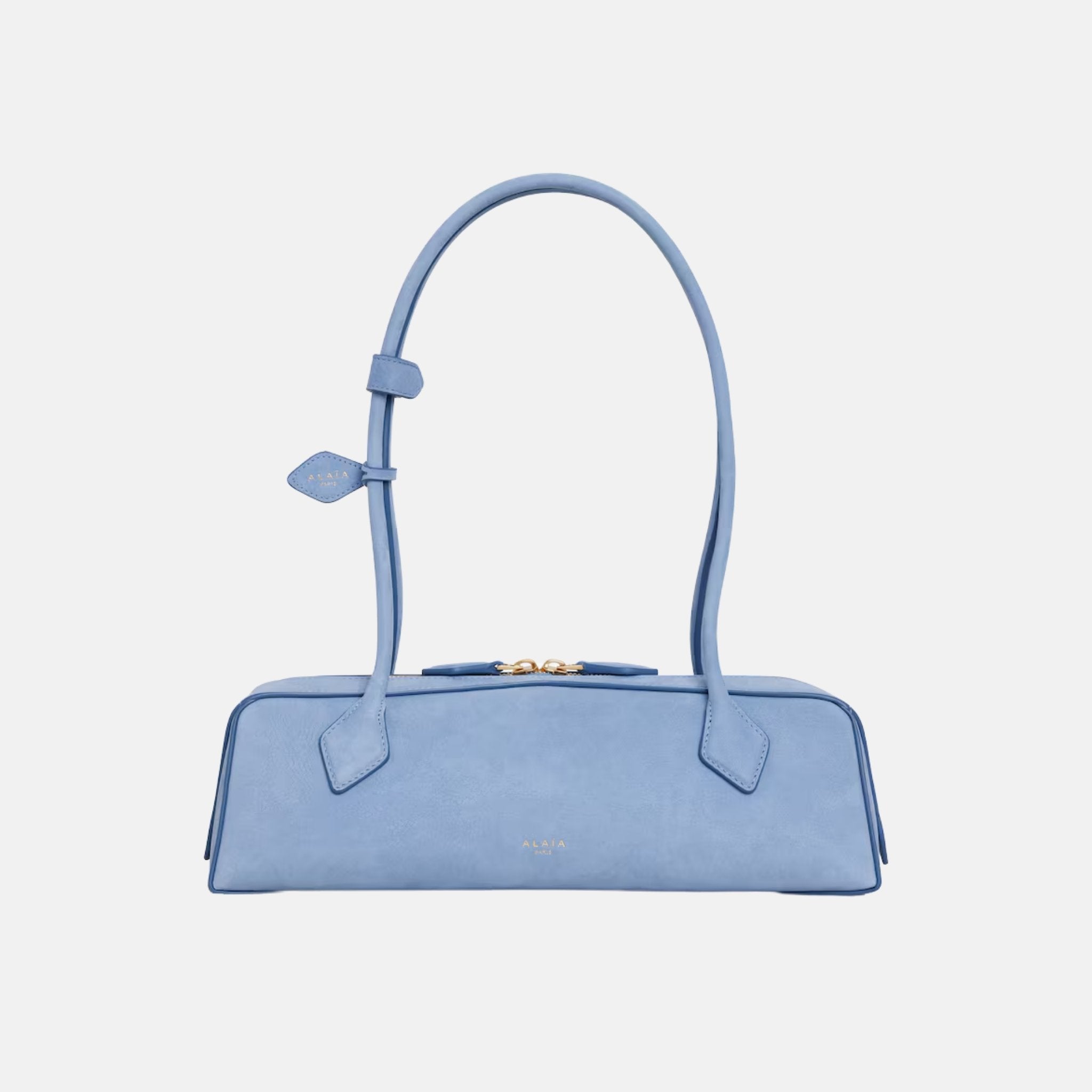 Alaia Le Teckel Medium Bag In Nubuck, Blue, Front
