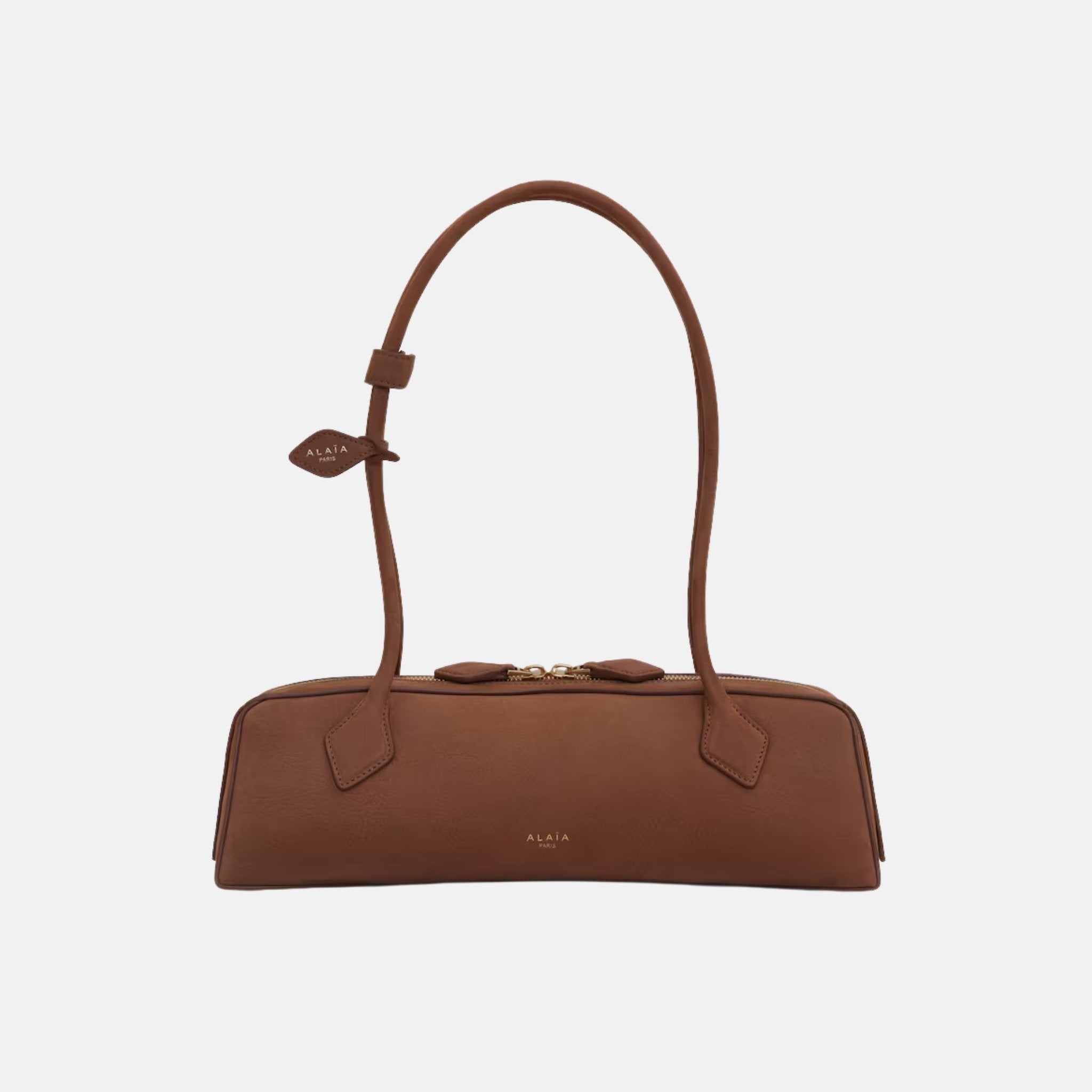 Alaia Le Teckel Medium Bag In Nubuck, Brown, Front