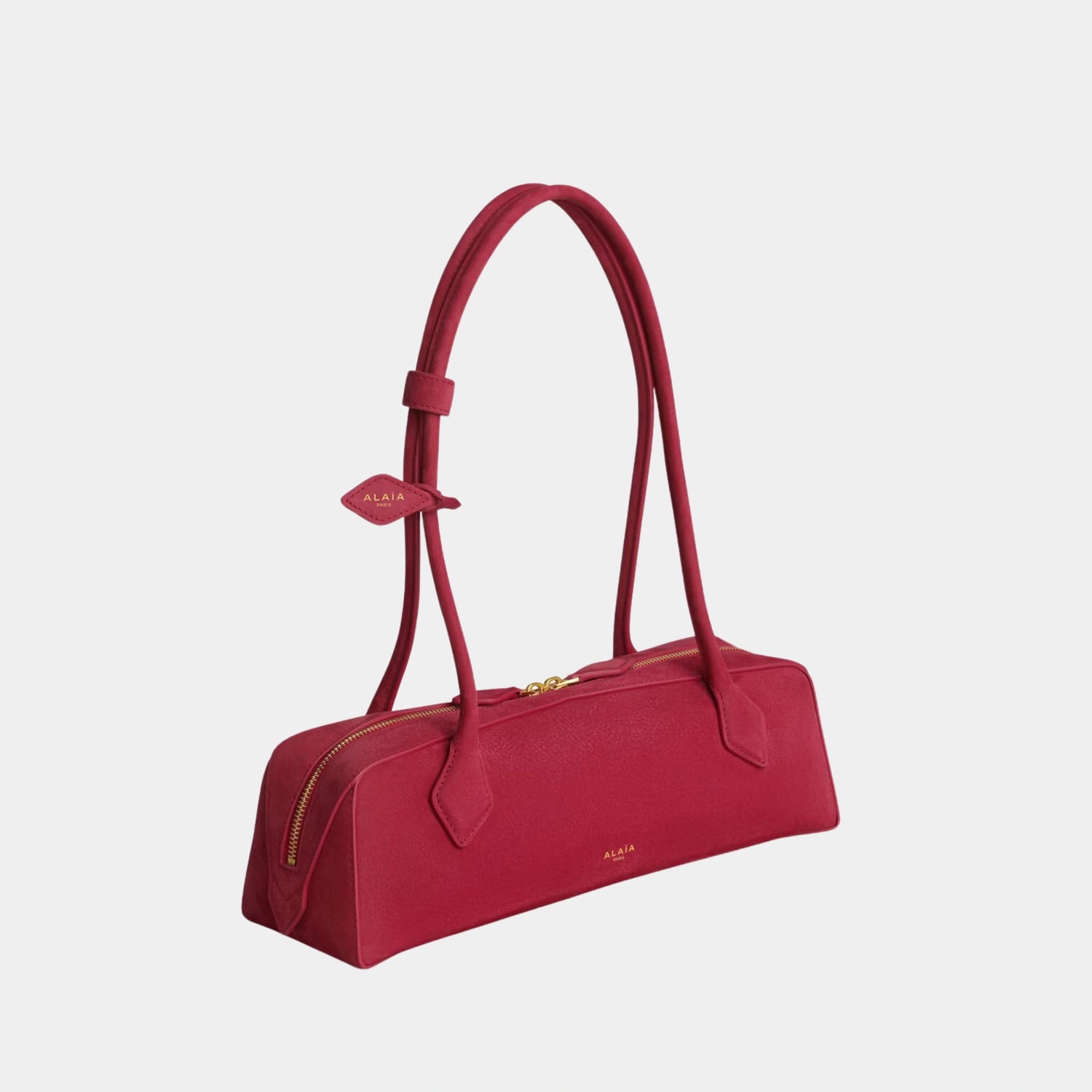 Alaia Le Teckel Medium Bag In Nubuck, Framboise, Side