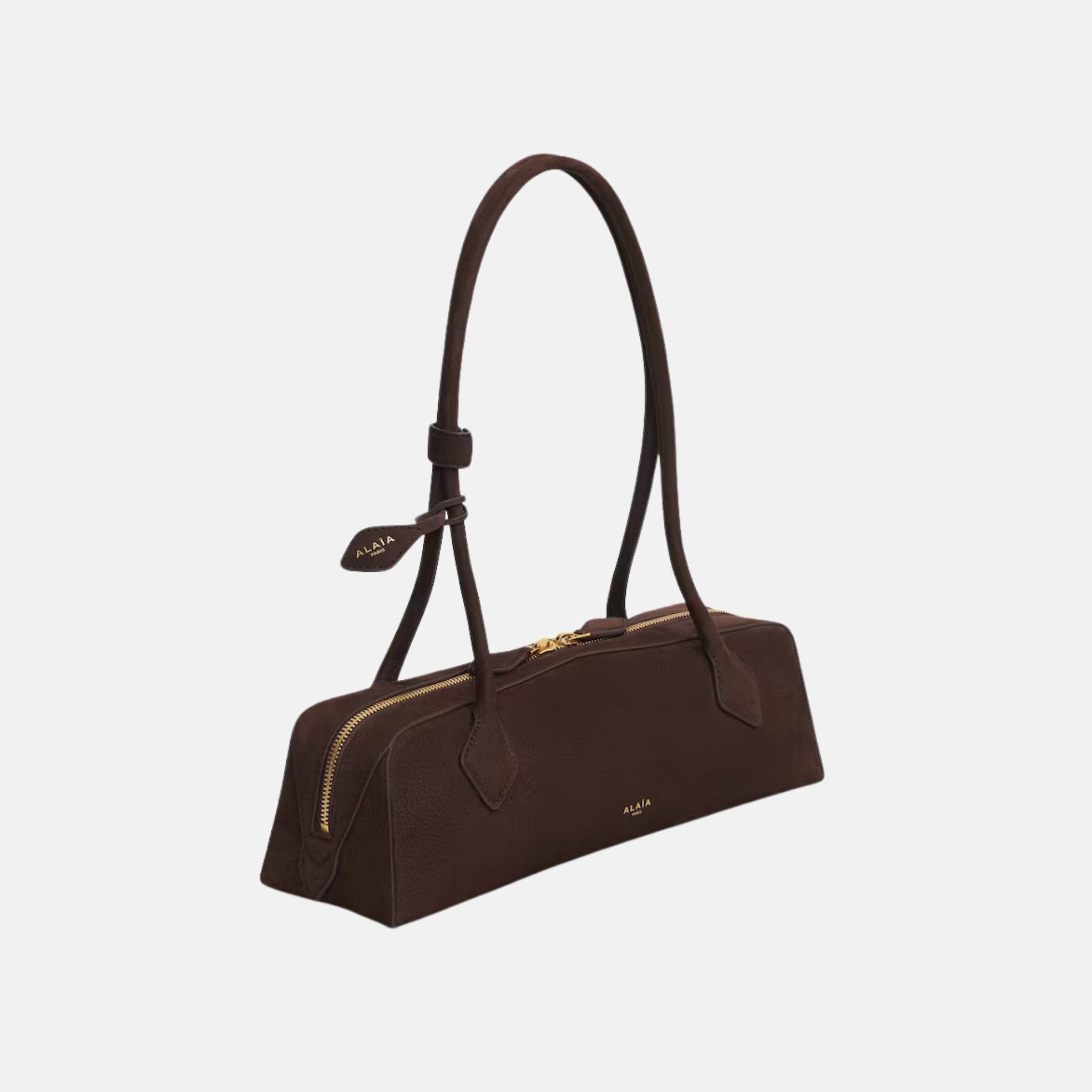 Alaia Le Teckel Medium Bag In Nubuck, Golden Brown, Side