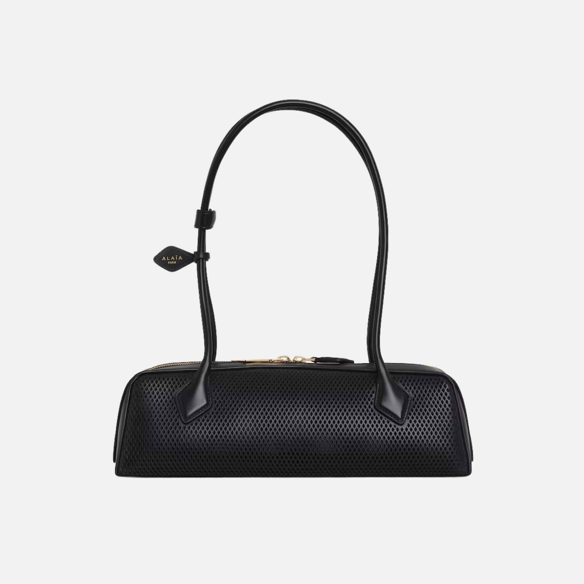 Alaia Le Teckel Medium Bag In Perforated Leather, Black, Front