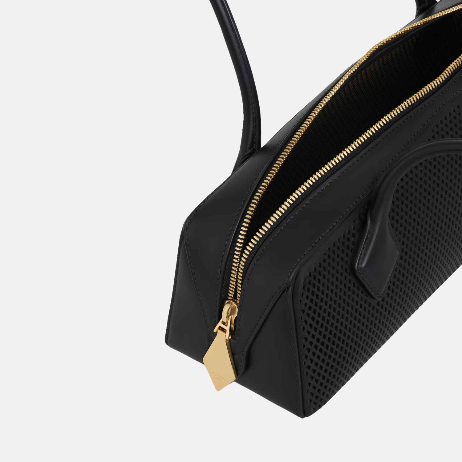 Alaia Le Teckel Medium Bag In Perforated Leather, Black, Inside