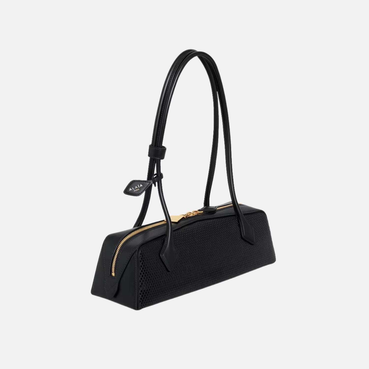 Alaia Le Teckel Medium Bag In Perforated Leather, Black, Side