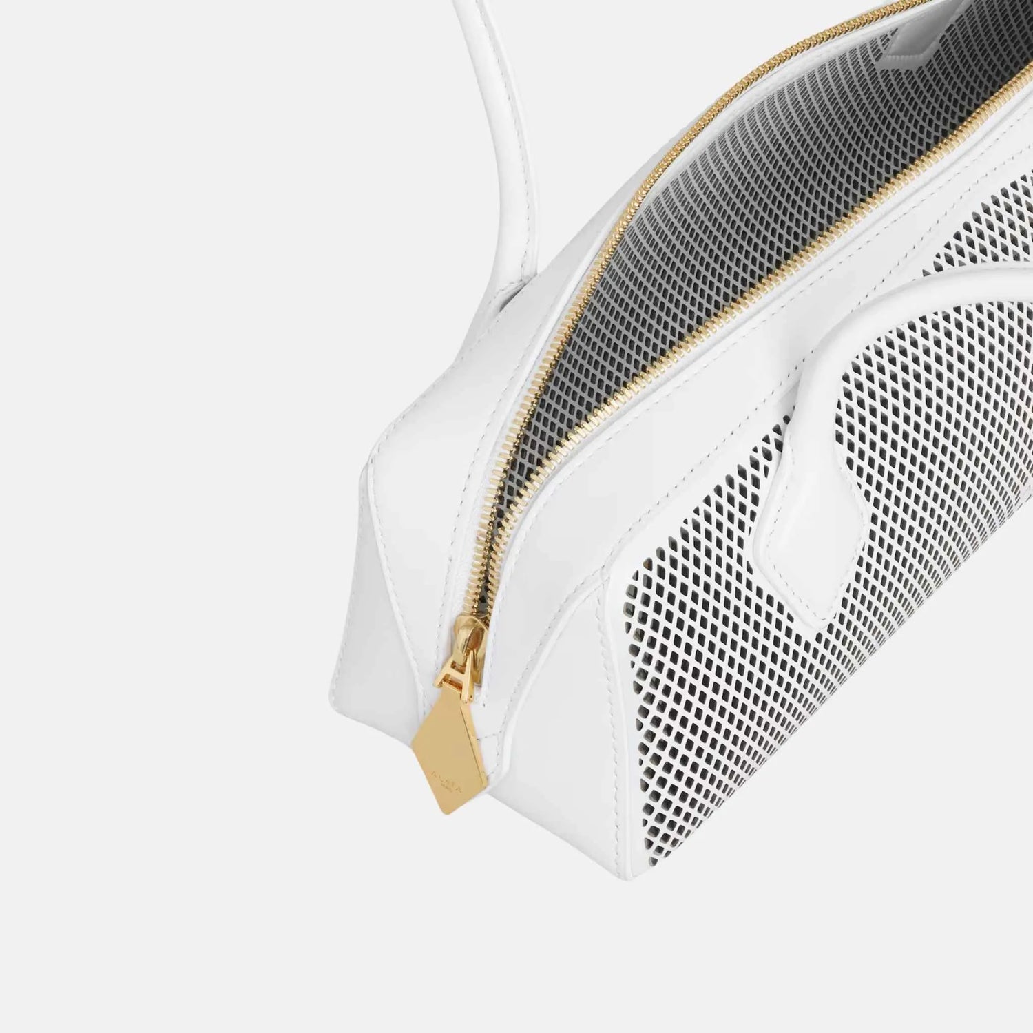 Alaia Le Teckel Medium Bag In Perforated Leather, White, Inside