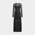 Alaia Long Sequin Knit Dress, Black/Silver, Front View