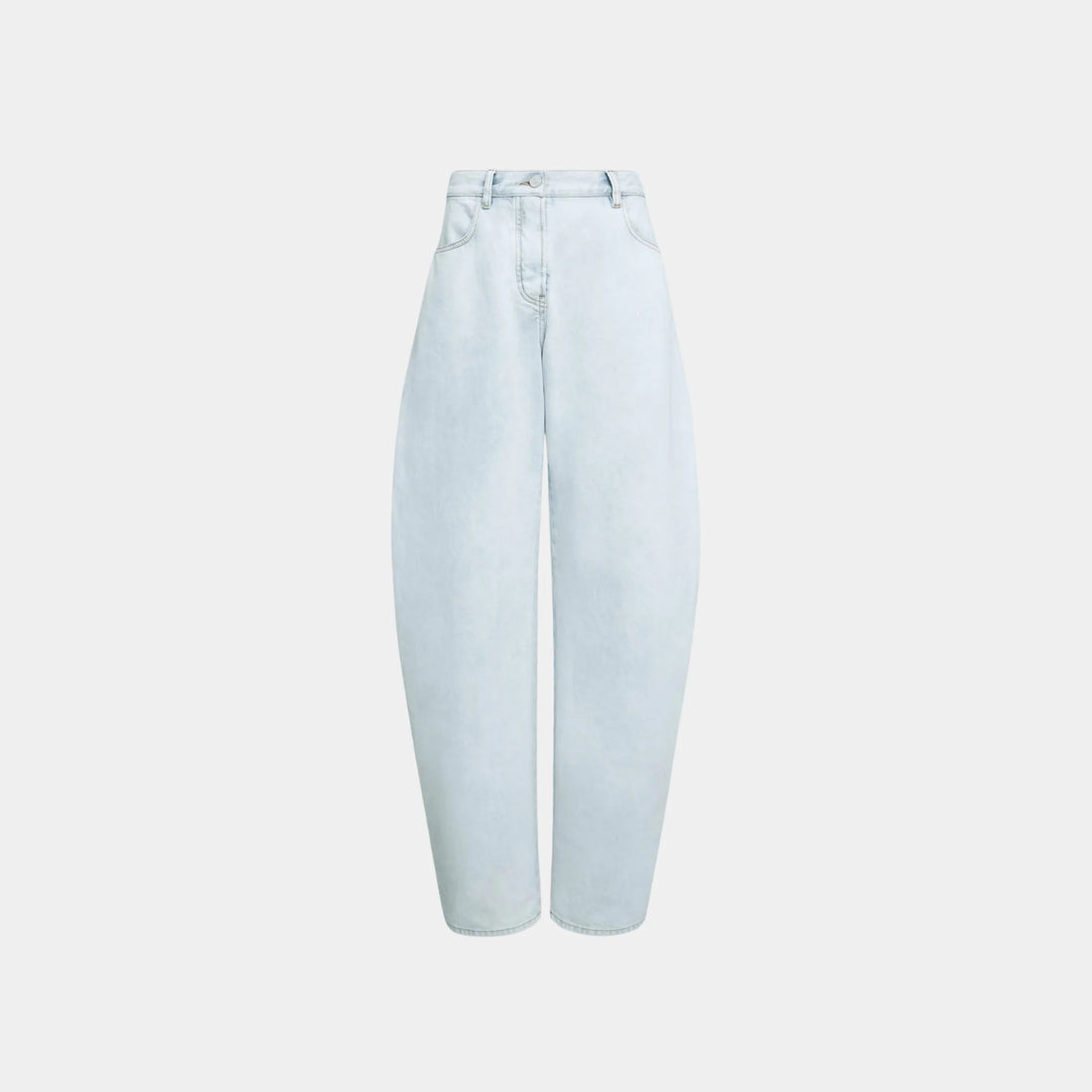 Alaia Low Waist Round Jeans in Ice Denim, Light Blue, Front