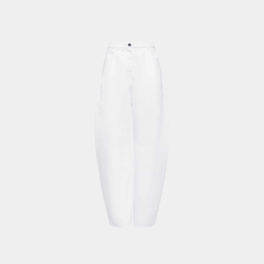 Alaia Low Waist Round Jeans in White Denim, Front