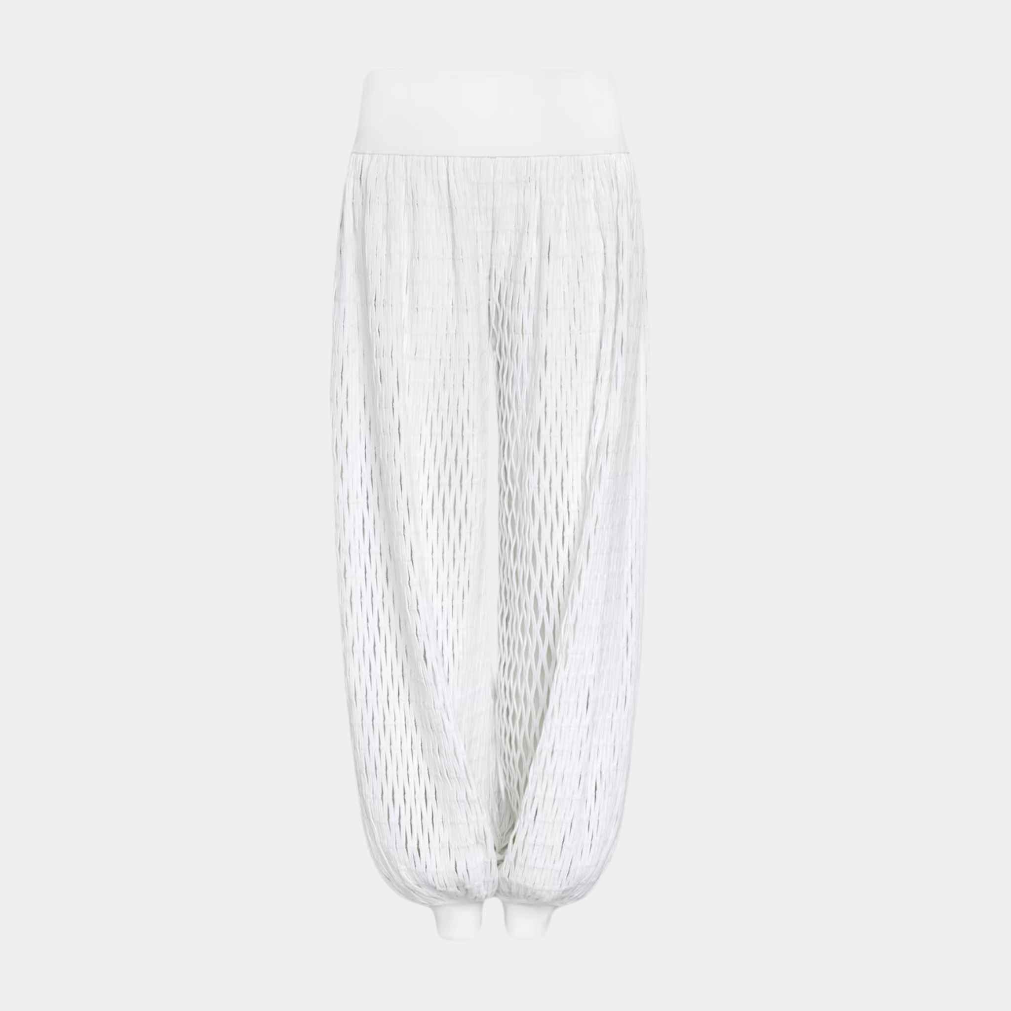 Alaia Macrame Knit Pants, White, Front View