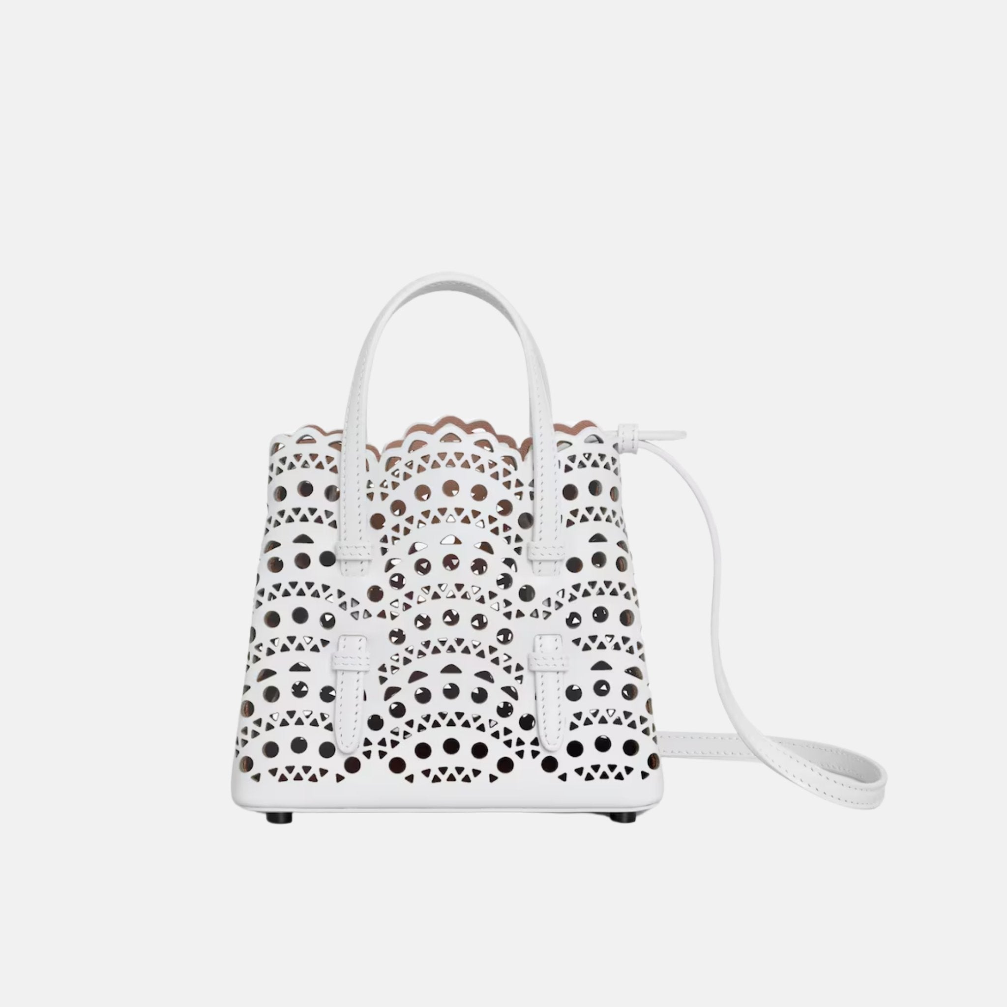 Alaia Mina 16 Bag In Vienne Wave Calfskin, White