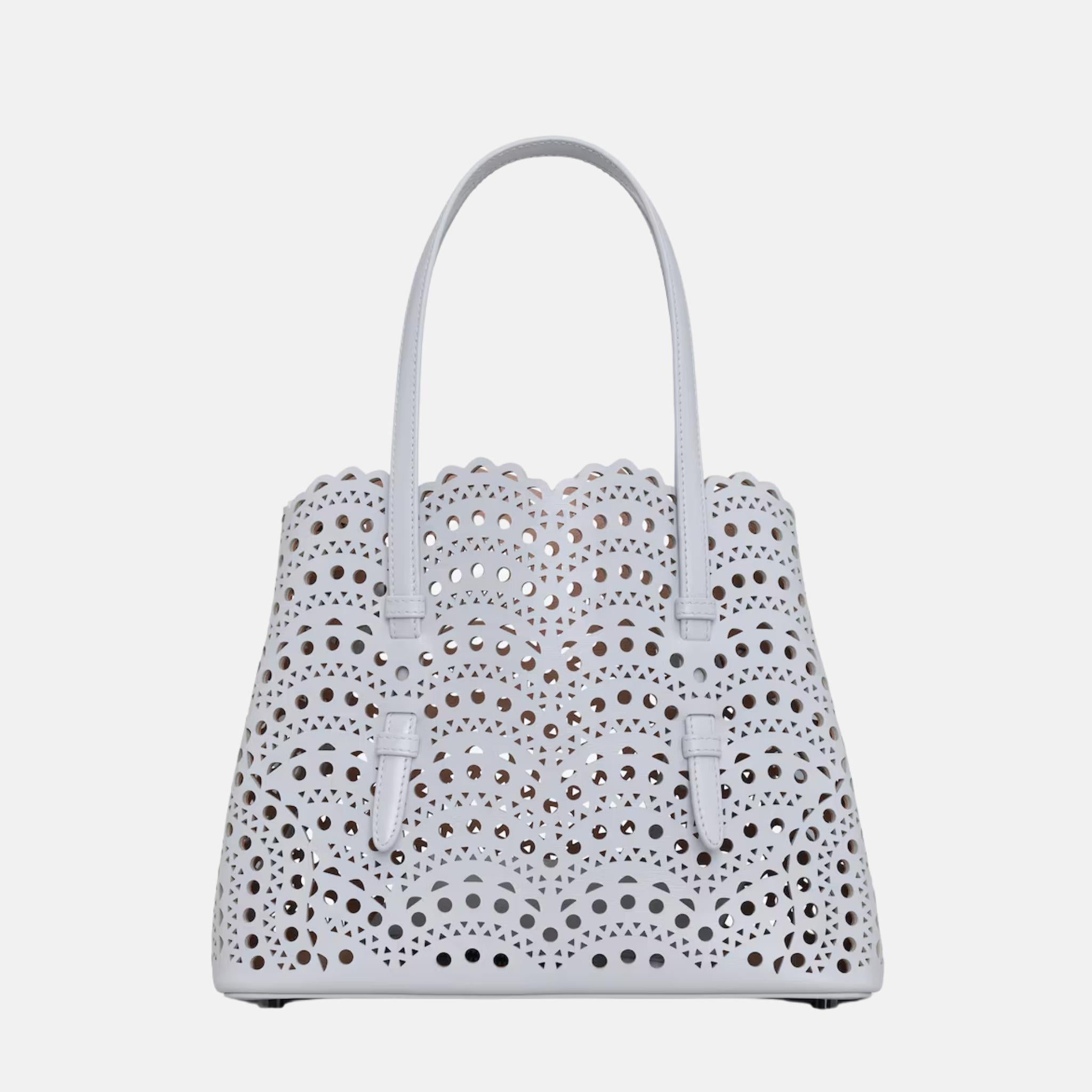 Alaia Mina 25 Bag In Vienne Wave Calfskin, Pearl
