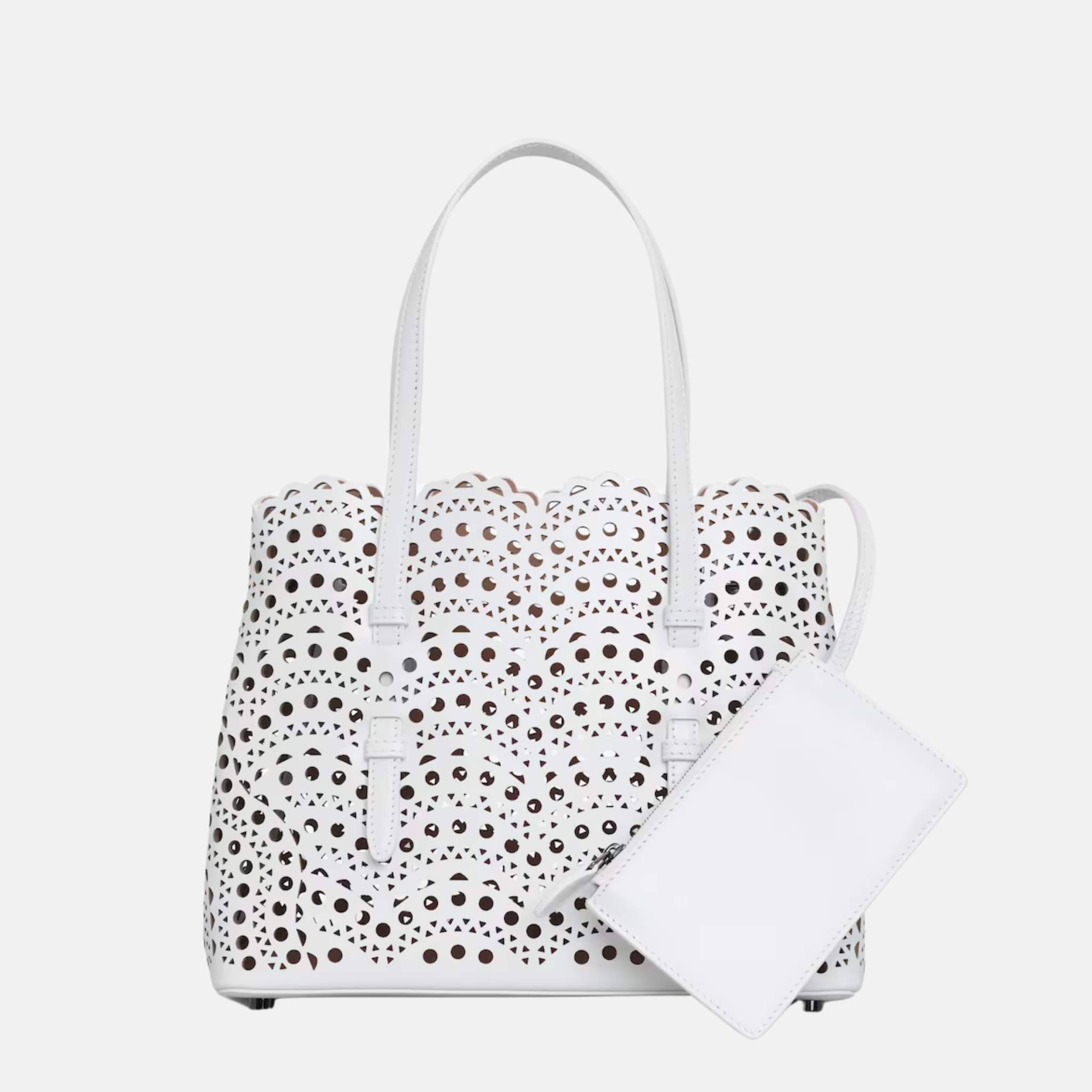 Alaia Mina 25 Bag In Vienne Wave Calfskin, White, Side
