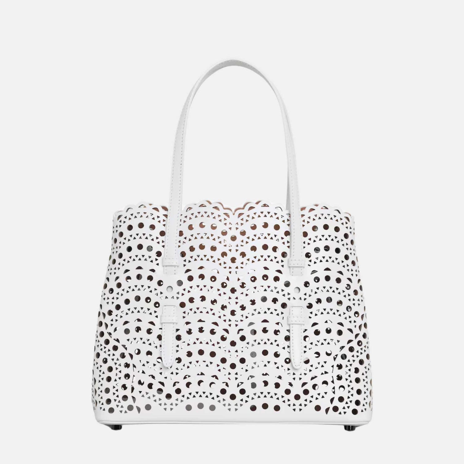 Alaia Mina 25 Bag In Vienne Wave Calfskin, White
