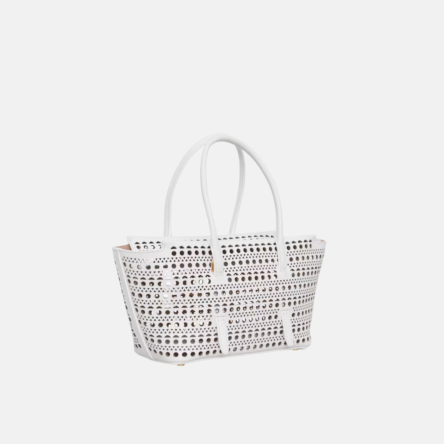 Alaia Neo Mina 20 Bag In Vienne Calfskin, White, Side