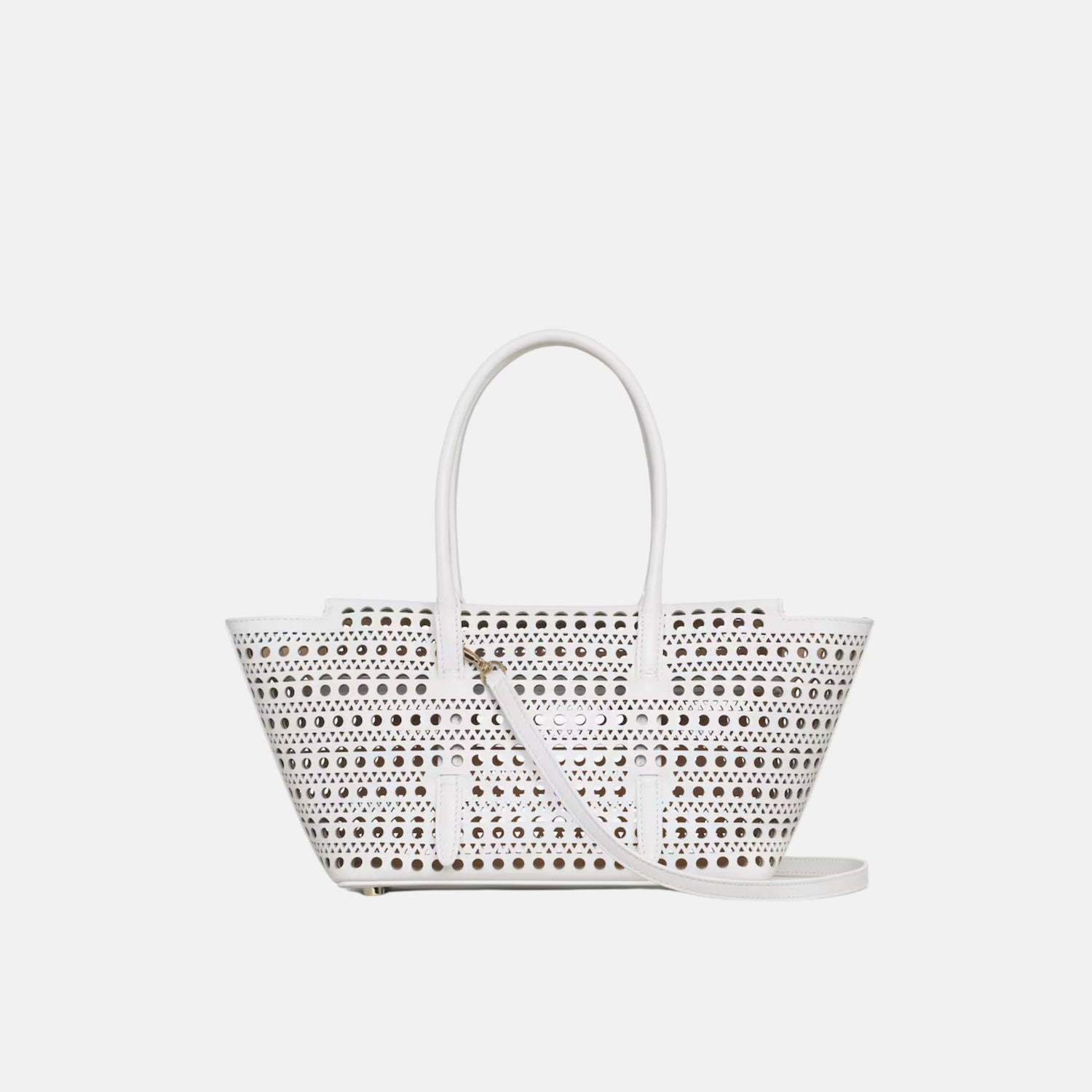 Alaia Neo Mina 20 Bag In Vienne Calfskin, White