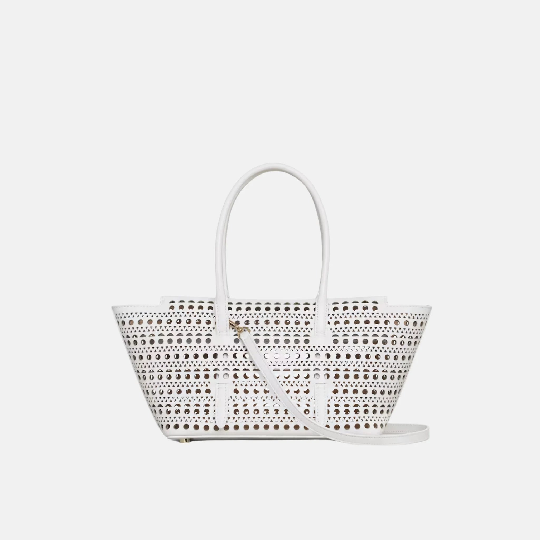 Alaia Neo Mina 20 Bag In Vienne Calfskin, White, Front