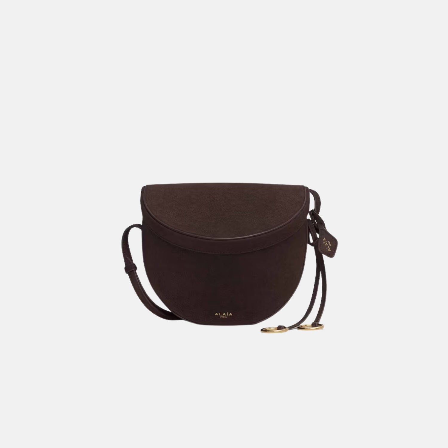 Alaia Nubuck Hip Bag, Dark Brown, Front