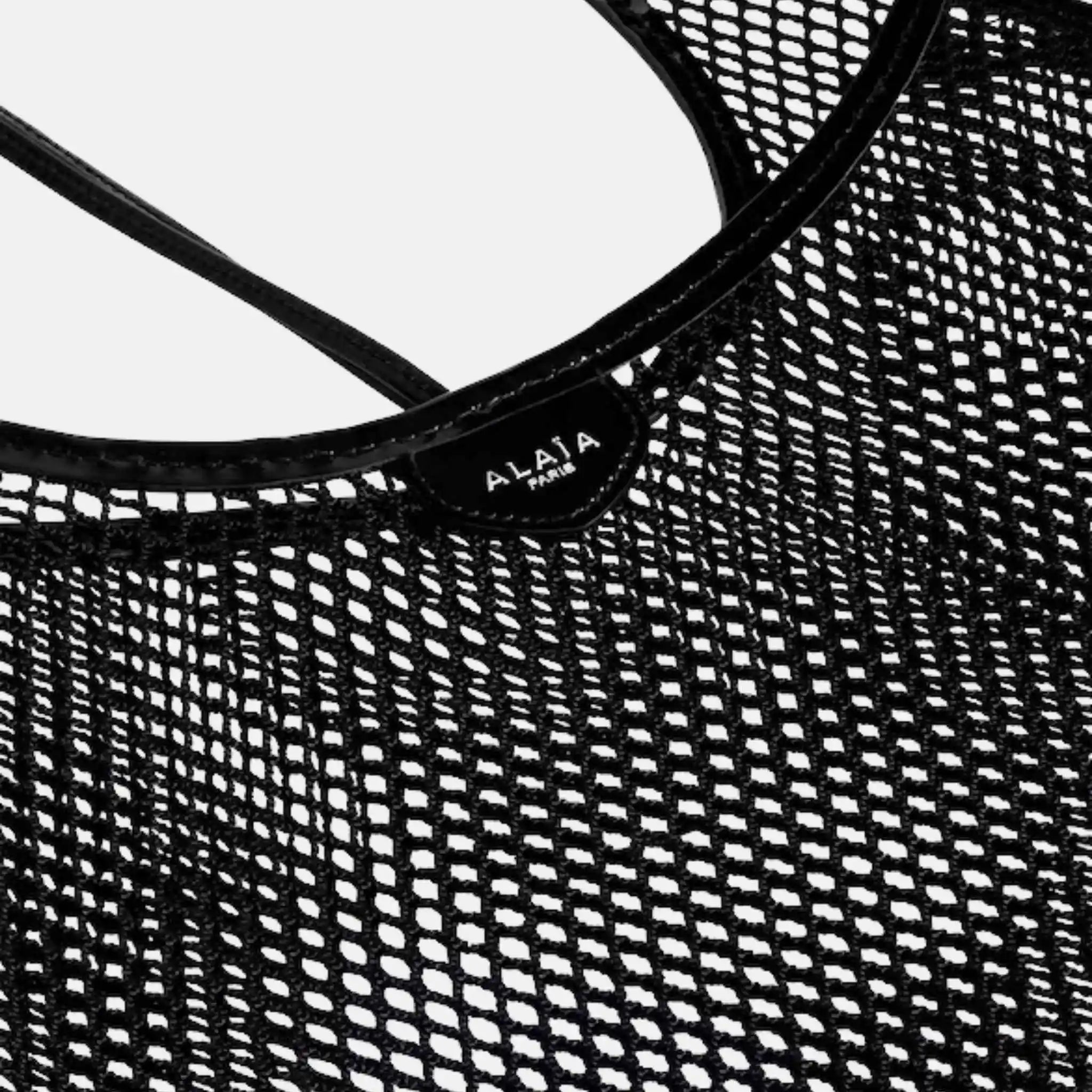Alaia One Piece Medium Bag In Fishnet, Black, Close