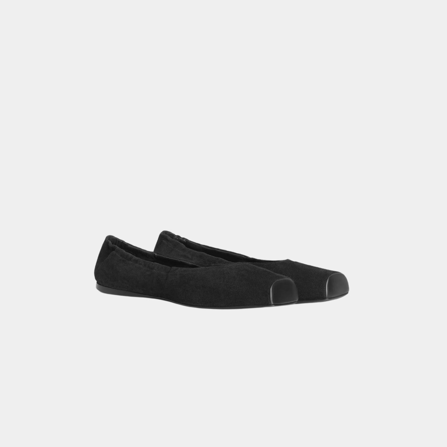 Alaia Square Toe Ballet Flats In Leather, Black, Front