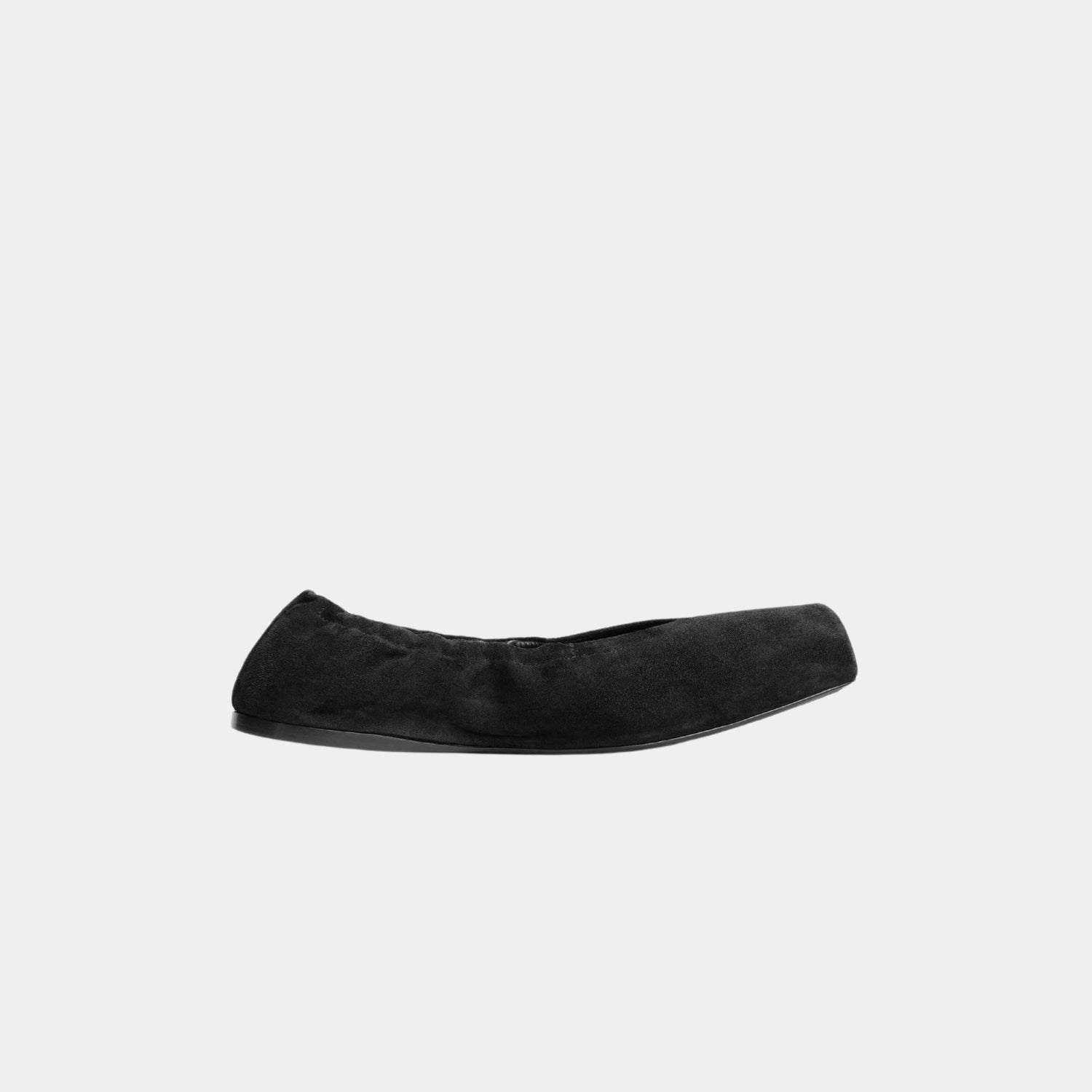 Alaia Square Toe Ballet Flats In Leather, Black, Side