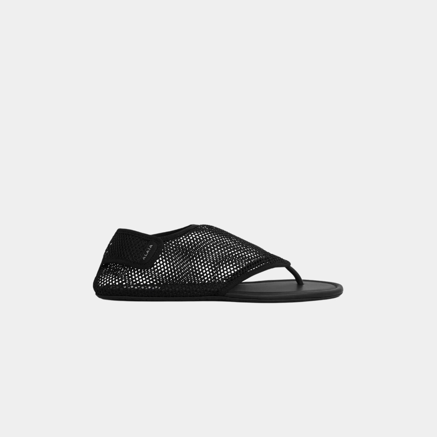 Alaia Thong Sandals In Fishnet, Black, Side
