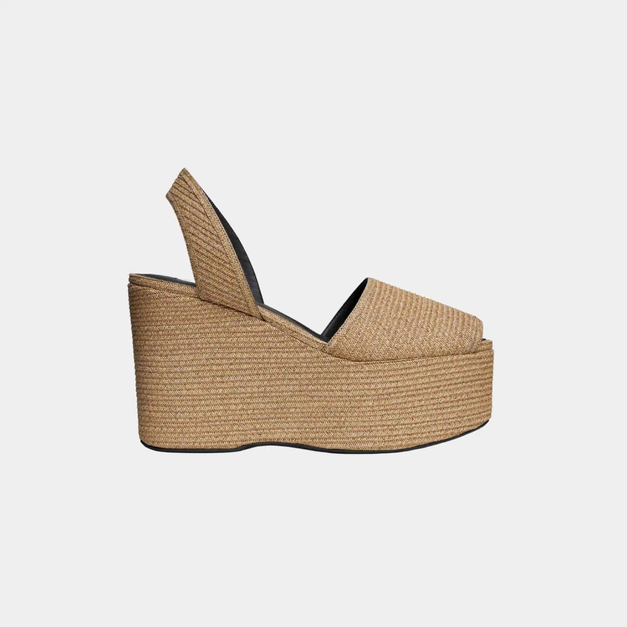 Alaia Wedge Sandals in Paper Straw, Naturel, Side