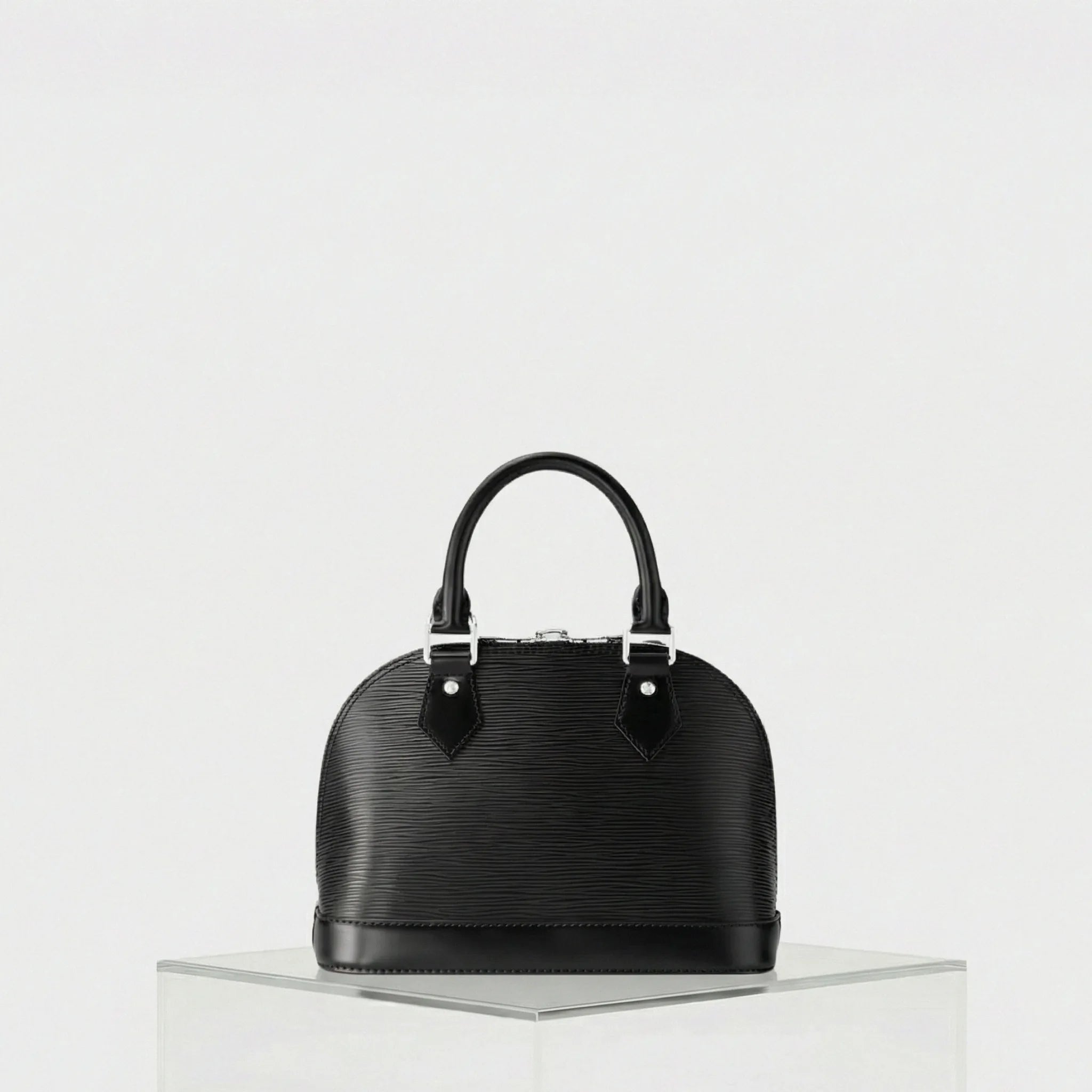 Louis Vuitton Alma BB Epi Leather Handbag Jacquard Strap, Black, Back