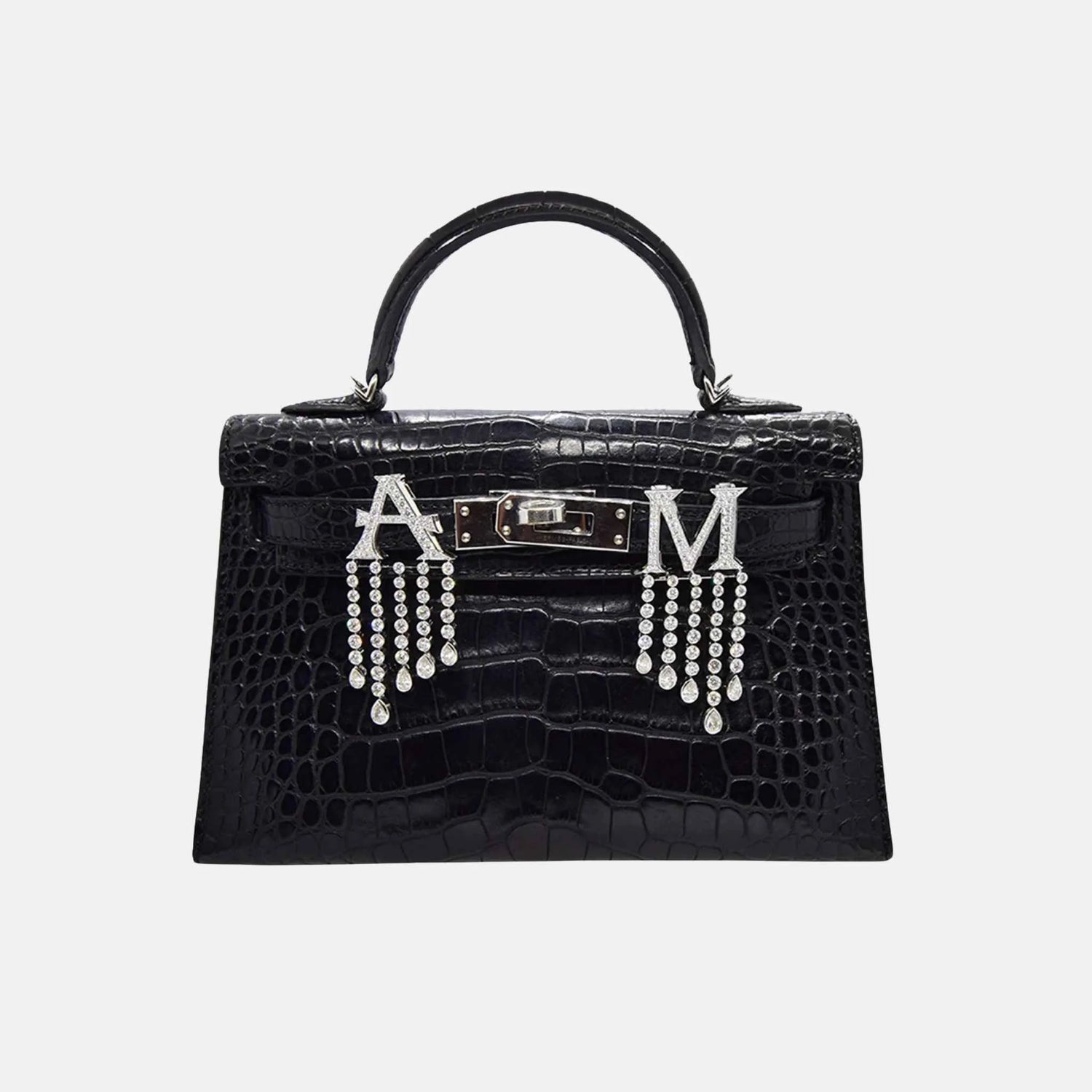 Ashna Mehta Alphabet Customized Waterfall Bag Bijoux White Gold, Bag