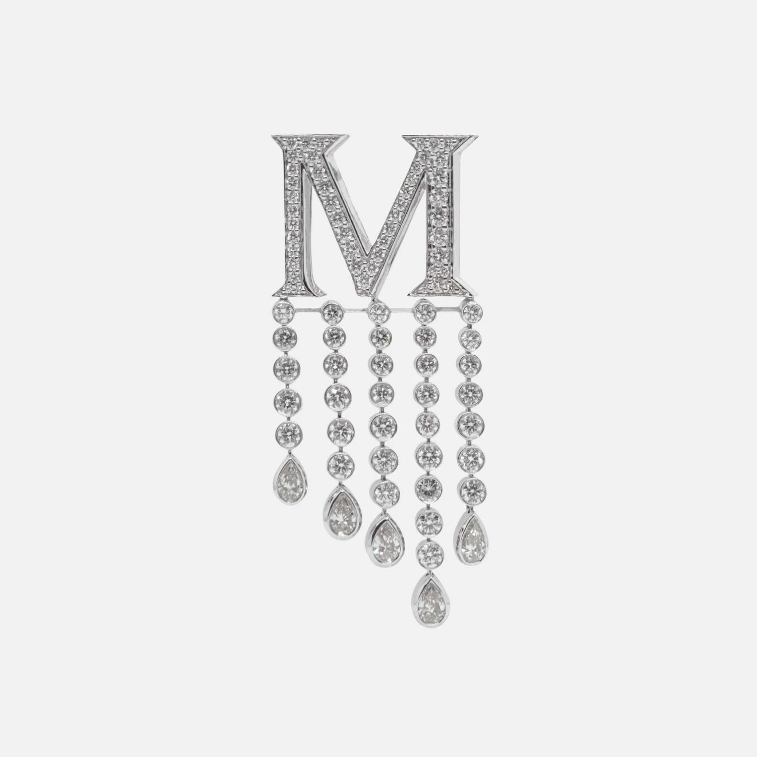 Ashna Mehta Alphabet Customized Waterfall Bag Bijoux White Gold, M