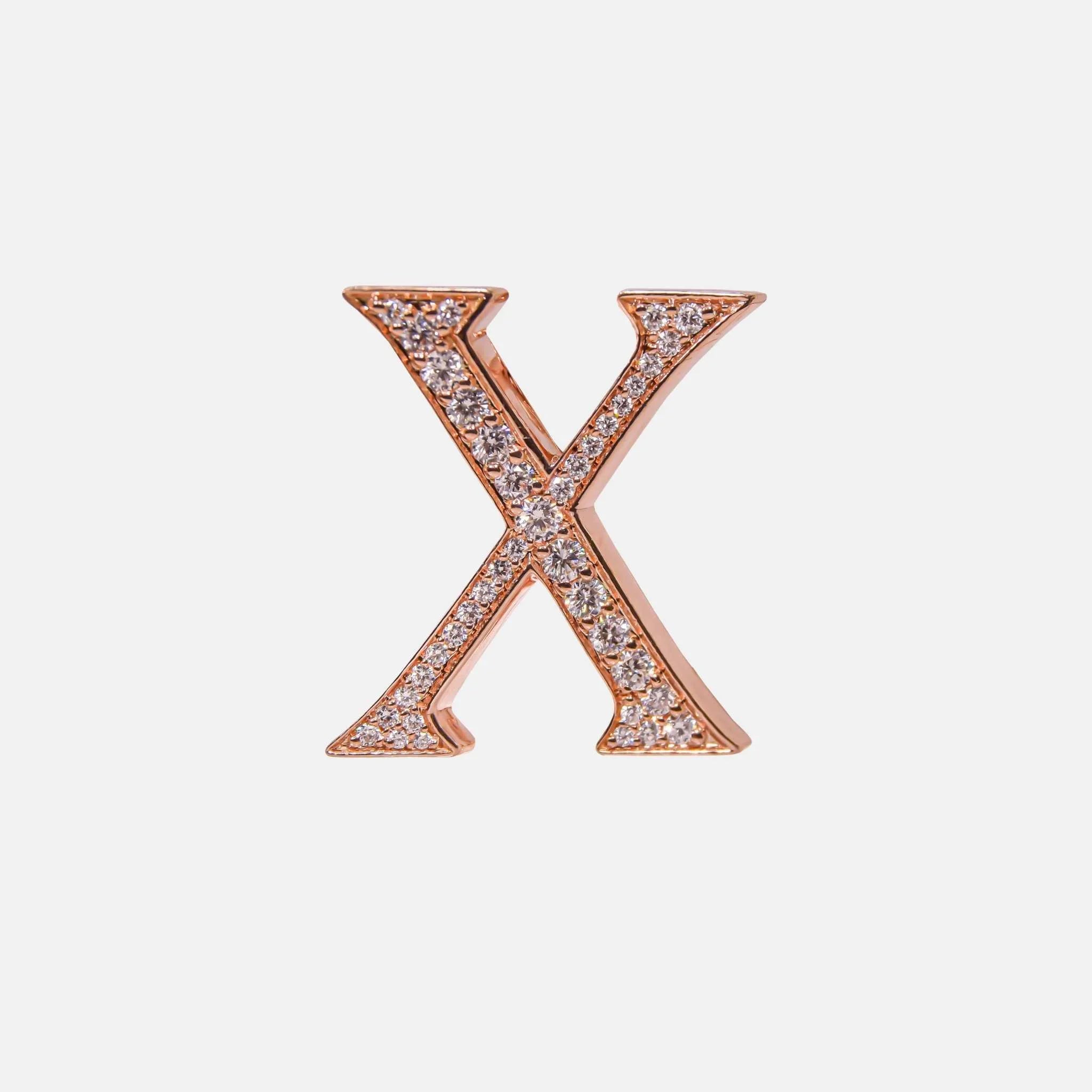 Ashna Mehta Alphabets Bag Bijoux with Natural Diamonds in Rose Gold, X