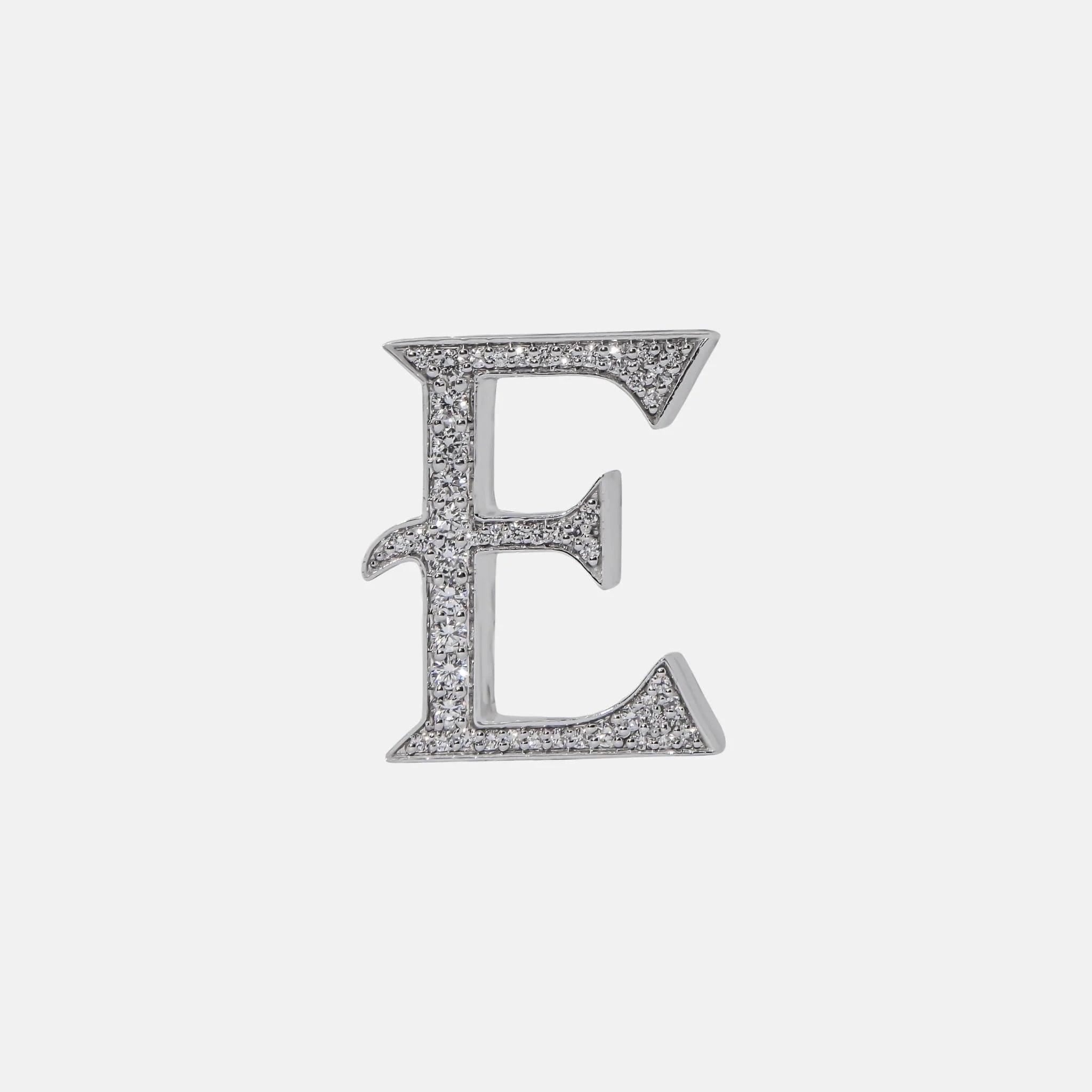 Ashna Mehta Alphabets Bag Bijoux with Natural Diamonds in White Gold, E