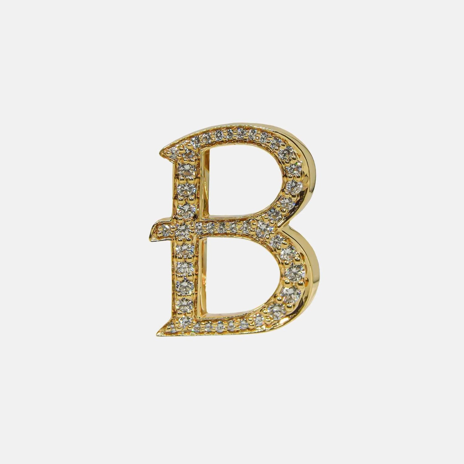 Ashna Mehta Alphabets Bag Bijoux with Natural Diamonds in Yellow Gold, B