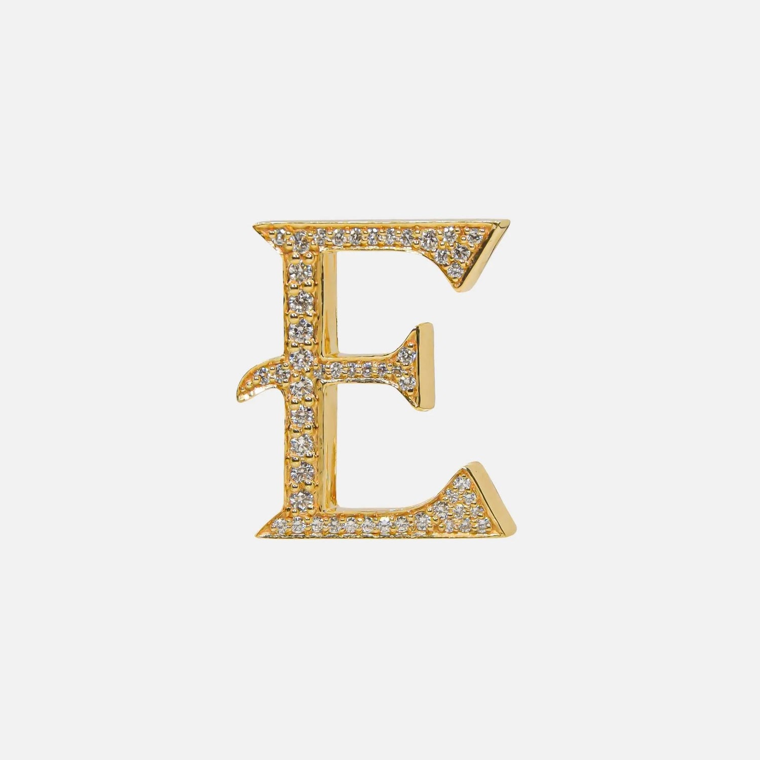 Ashna Mehta Alphabets Bag Bijoux with Natural Diamonds in Yellow Gold, E