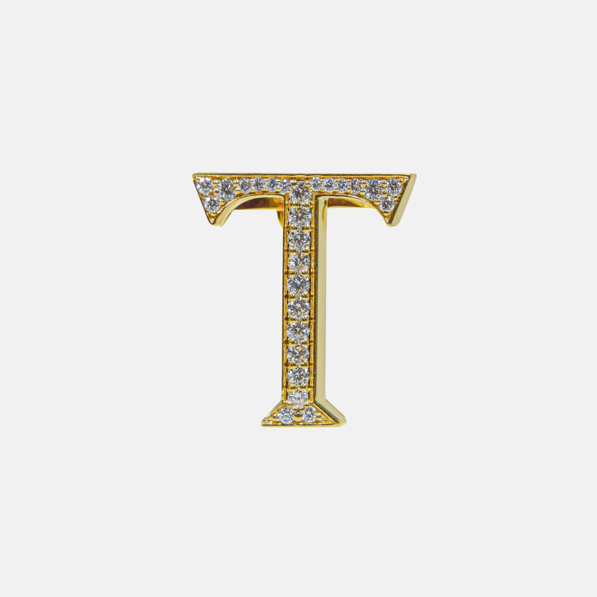 Ashna Mehta Alphabets Bag Bijoux with Natural Diamonds in Yellow Gold, T