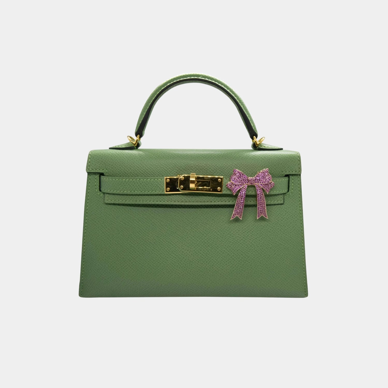 Ashna Mehta Bow Customized Bag Bijoux, Rose Gold, Pink Sapphire, Attached