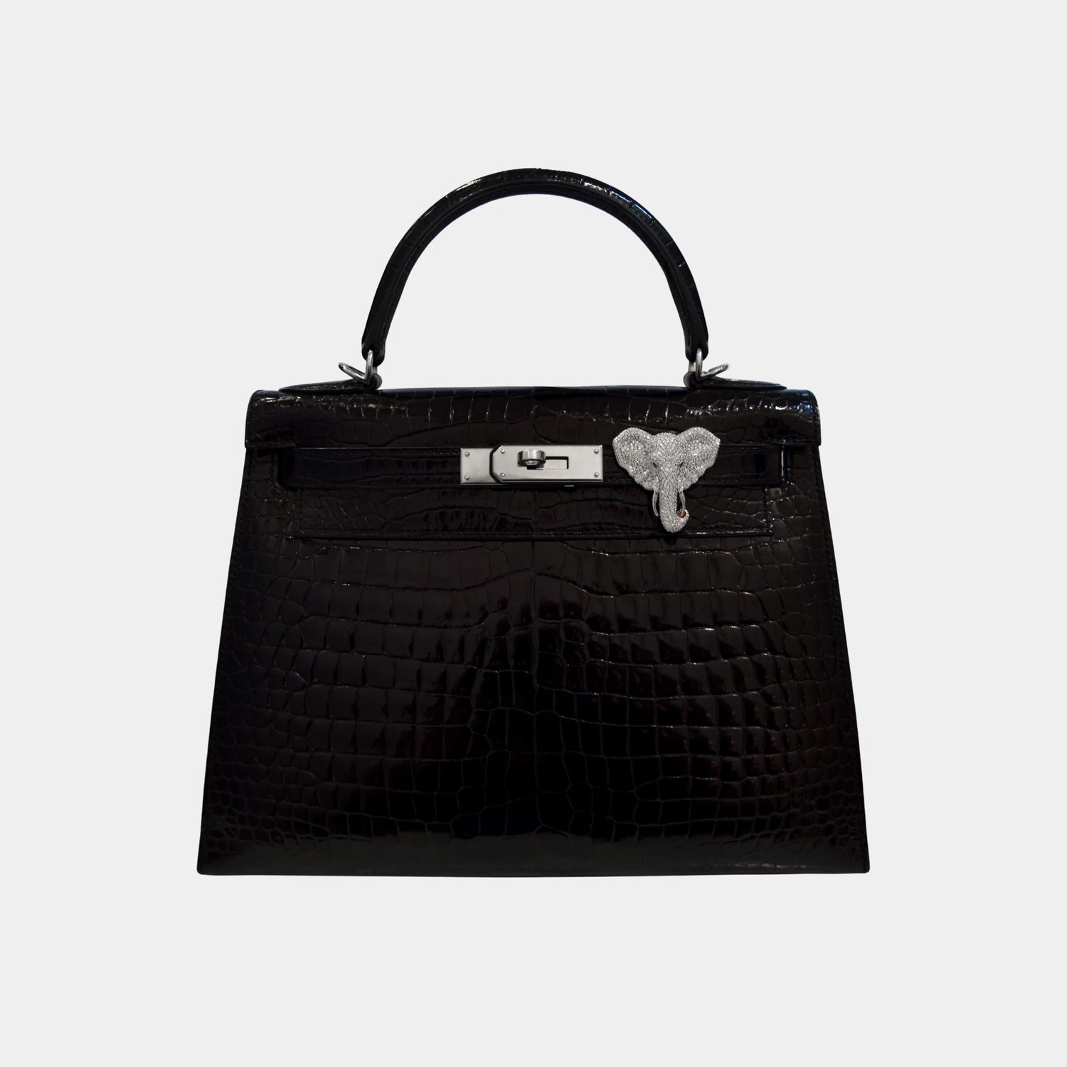 Ashna Mehta Elephant Head Customized Bag Bijouxm, 14K White Gold, Attached