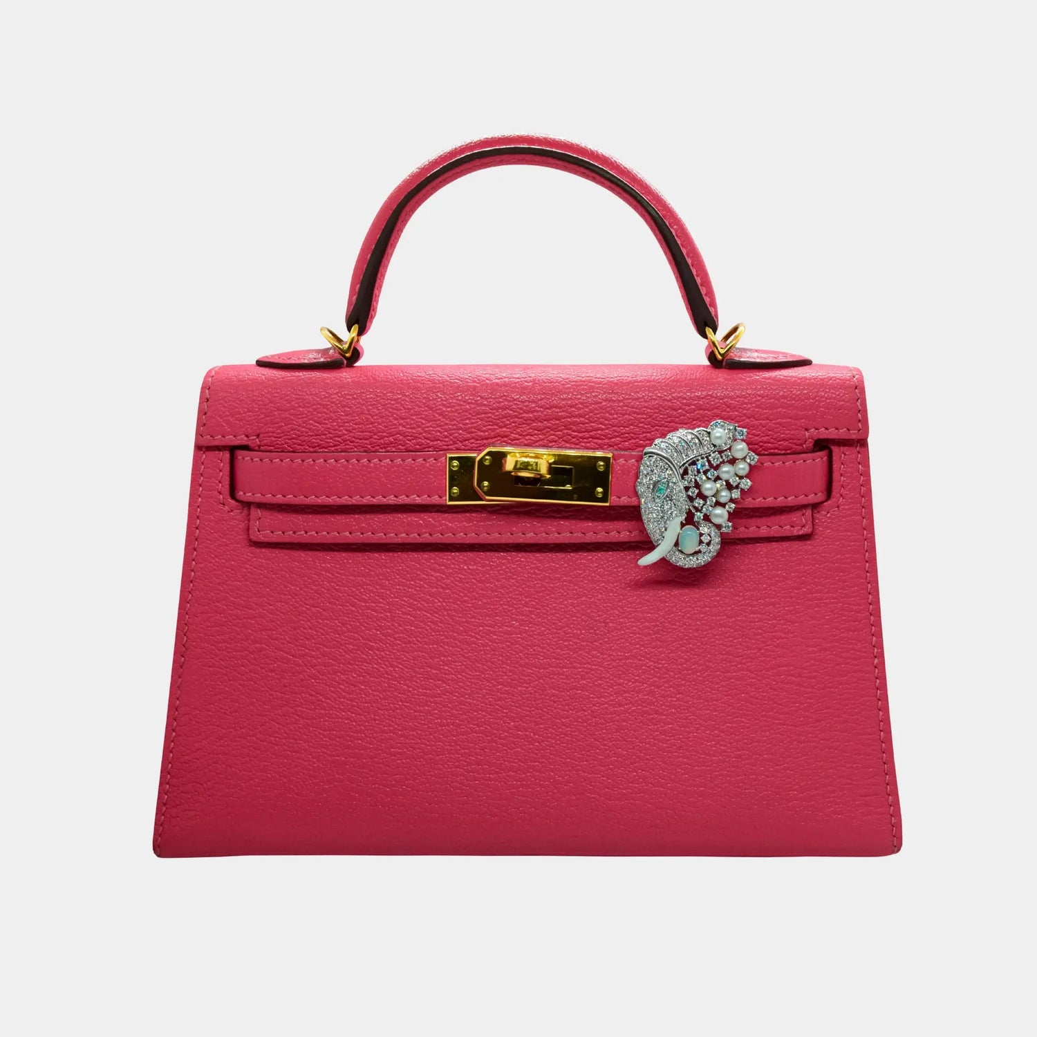 Ashna Mehta Elephant Head Customized Bag Bijoux, 18K White Gold, Attached