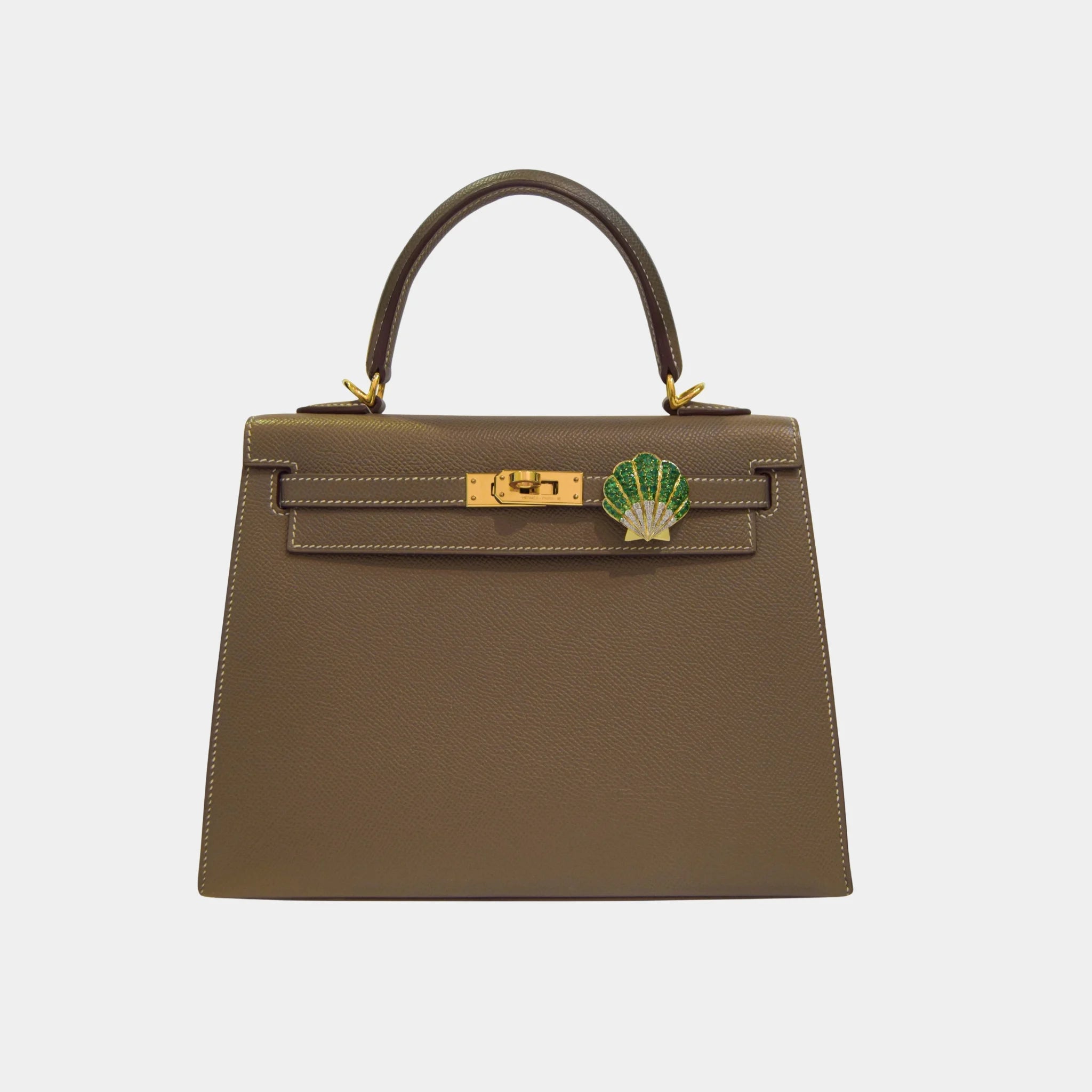 Ashna Mehta Seashell Customized Bag Bijoux, Emerald, Attached