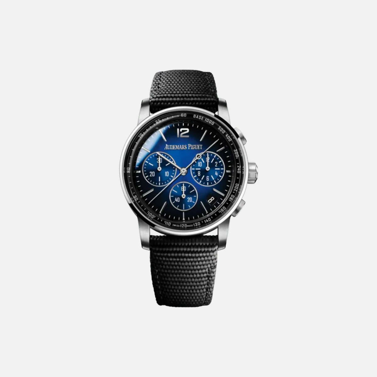 ساعة Audemars Piguet Code 11.59 Ref. 26393BC.OO.A002KB.01 Chronograph بقرص أزرق مقاس 41 مم