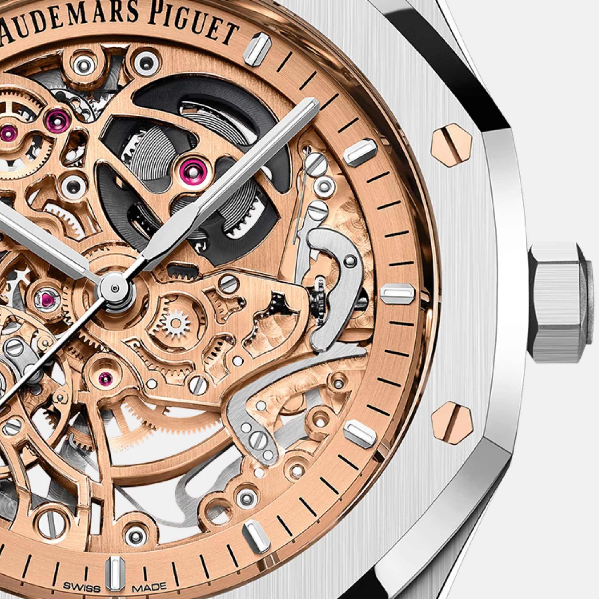 Audemars Piguet Royal Oak Double Balance Skeleton Ref. 15407ST.OO.1220ST.02, Closeup