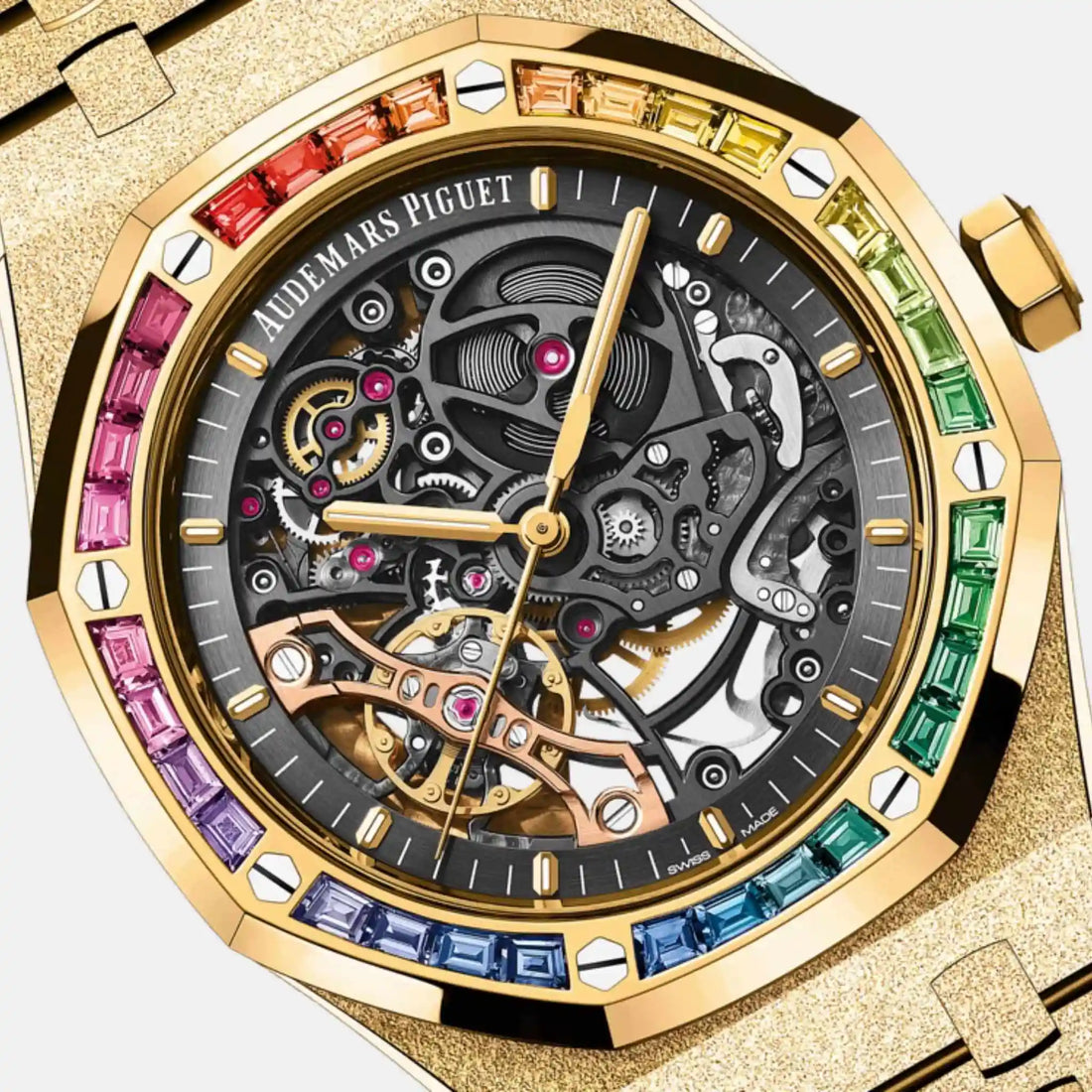 Audemars Piguet رويال أوك فروسـتد غولد دبل سكليتون بالانس Ref. 15412BA.YG.1224BA.01-B، لقطة مقرّبة، الميناء