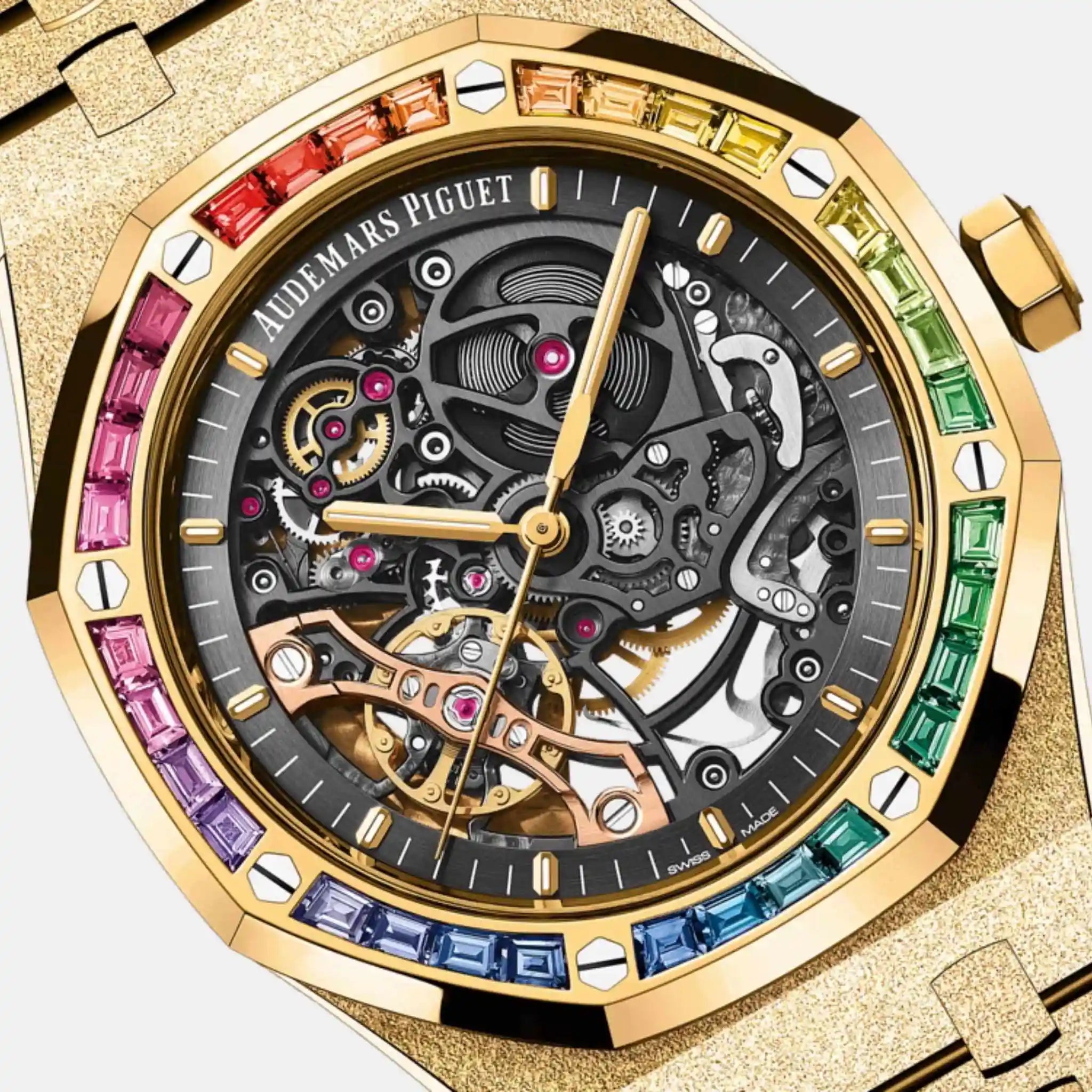 Audemars Piguet Royal Oak Frosted Gold Double Skeleton Balance Ref. 15412BA.YG.1224BA.01-B, Closeup, Dial