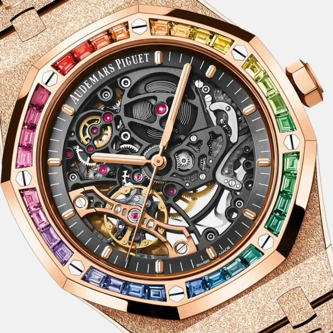 Audemars Piguet Royal Oak فروستد غولد دبل سكلتون بالانس، Ref. 15412OR.YG.1224OR.01-B، لقطة مقرّبة