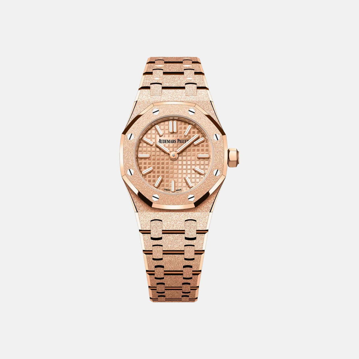 Royal Oak Mini Frosted Gold Quartz in Pink Gold Toned