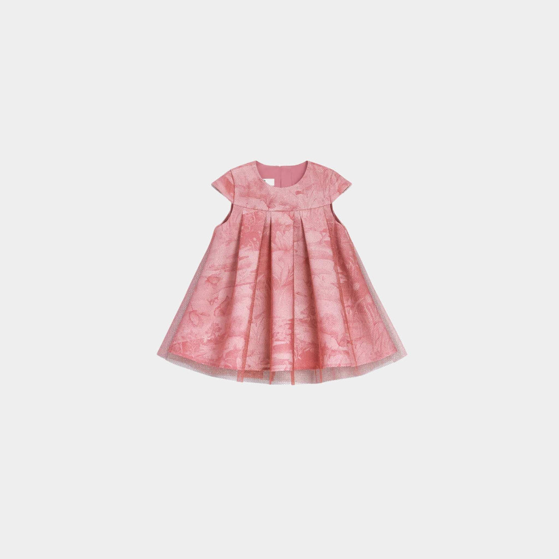 Dior Baby Flared Dress Antique Pink Crepe Manhattan Motif and Tulle, Front