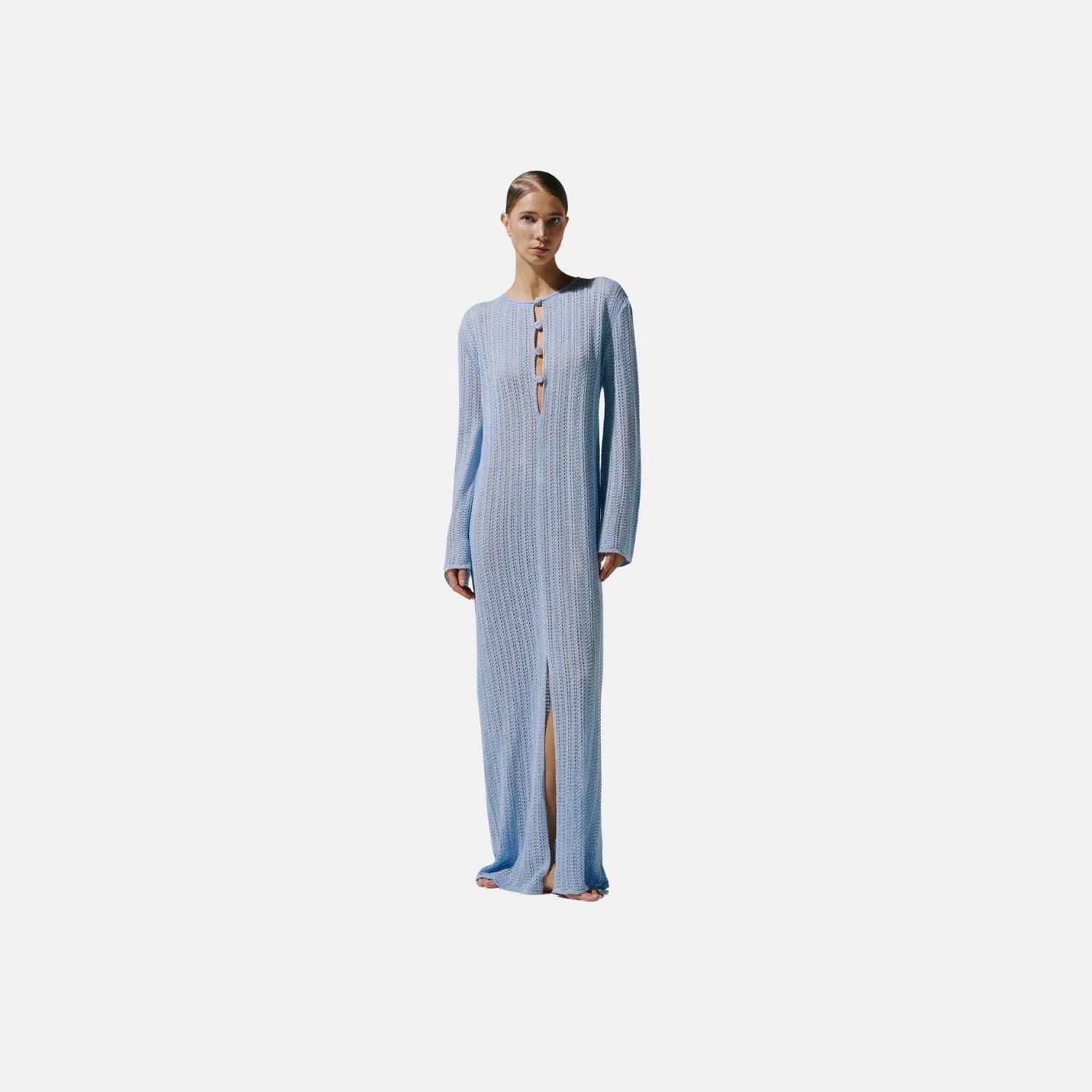 Baobab Mamu Maxi Dress, Baby Blue, Model, Front