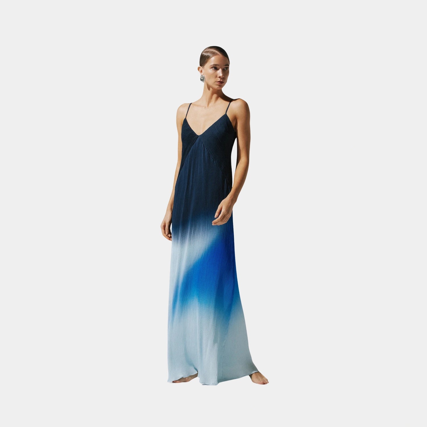 Baobab Plie Maxi Dress, Blue Marine, Model