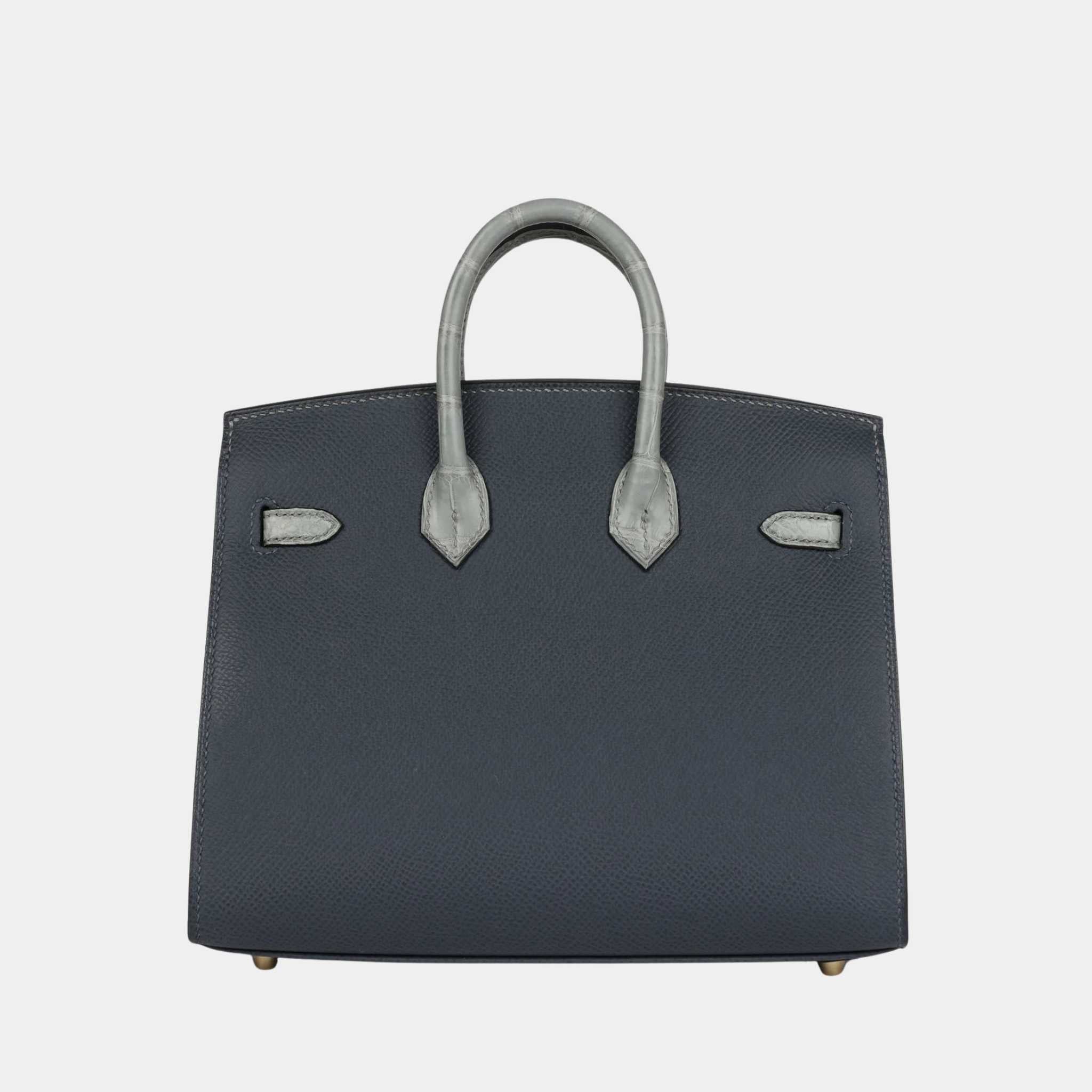 Hermes Birkin 20 Faubourg Rainy Days Gris Misty PBHW, Back