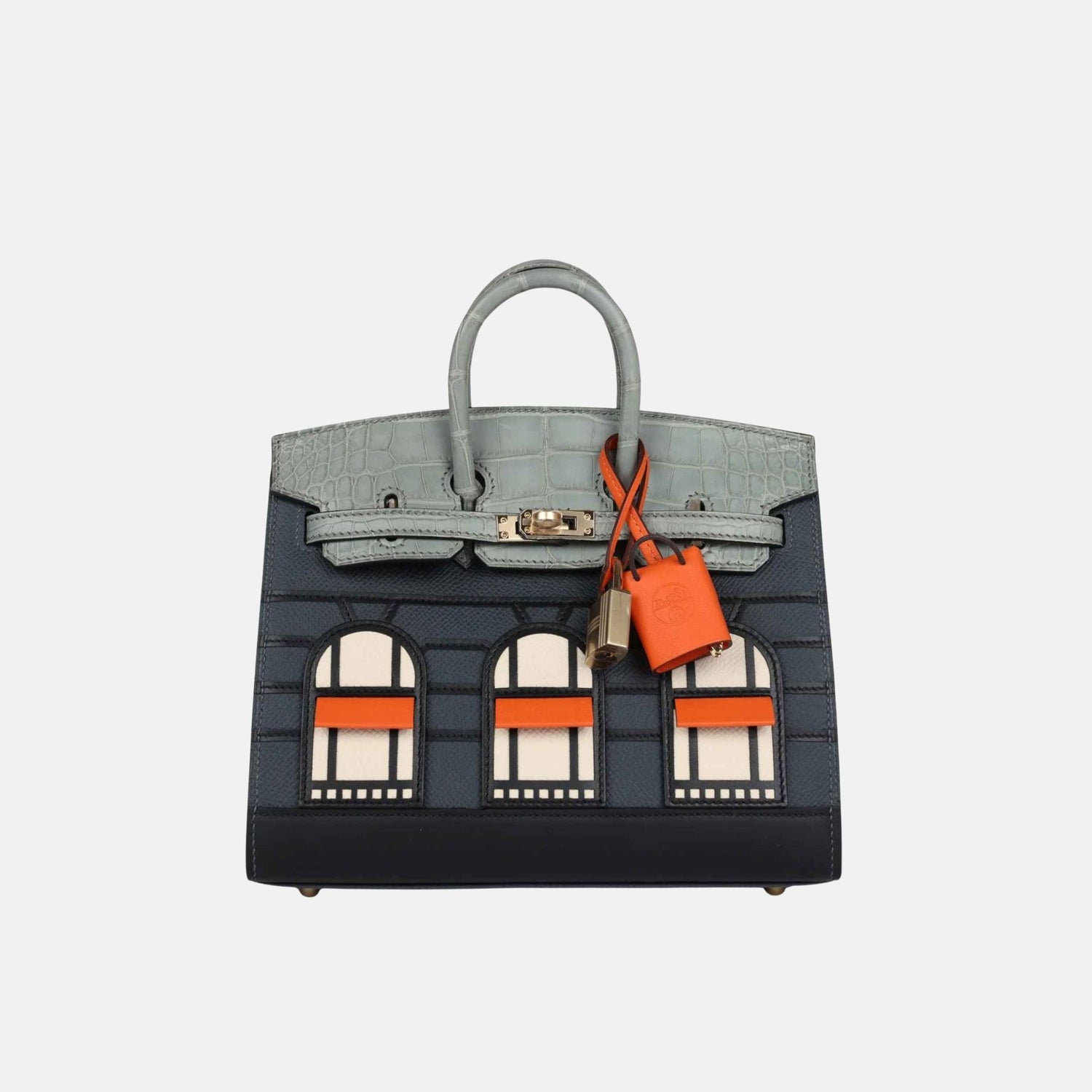 Hermes Birkin 20 Faubourg Rainy Days Gris Misty PBHW, Front