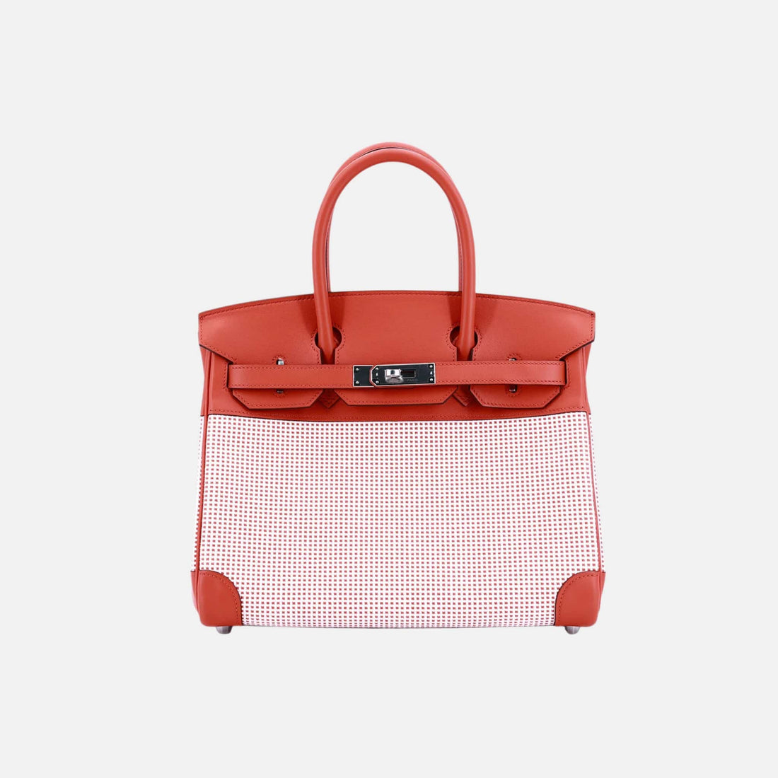 Hermes Birkin 30 Limited Edition Tri-Color Toile Quadrille Canvas-Swift PHW, Front