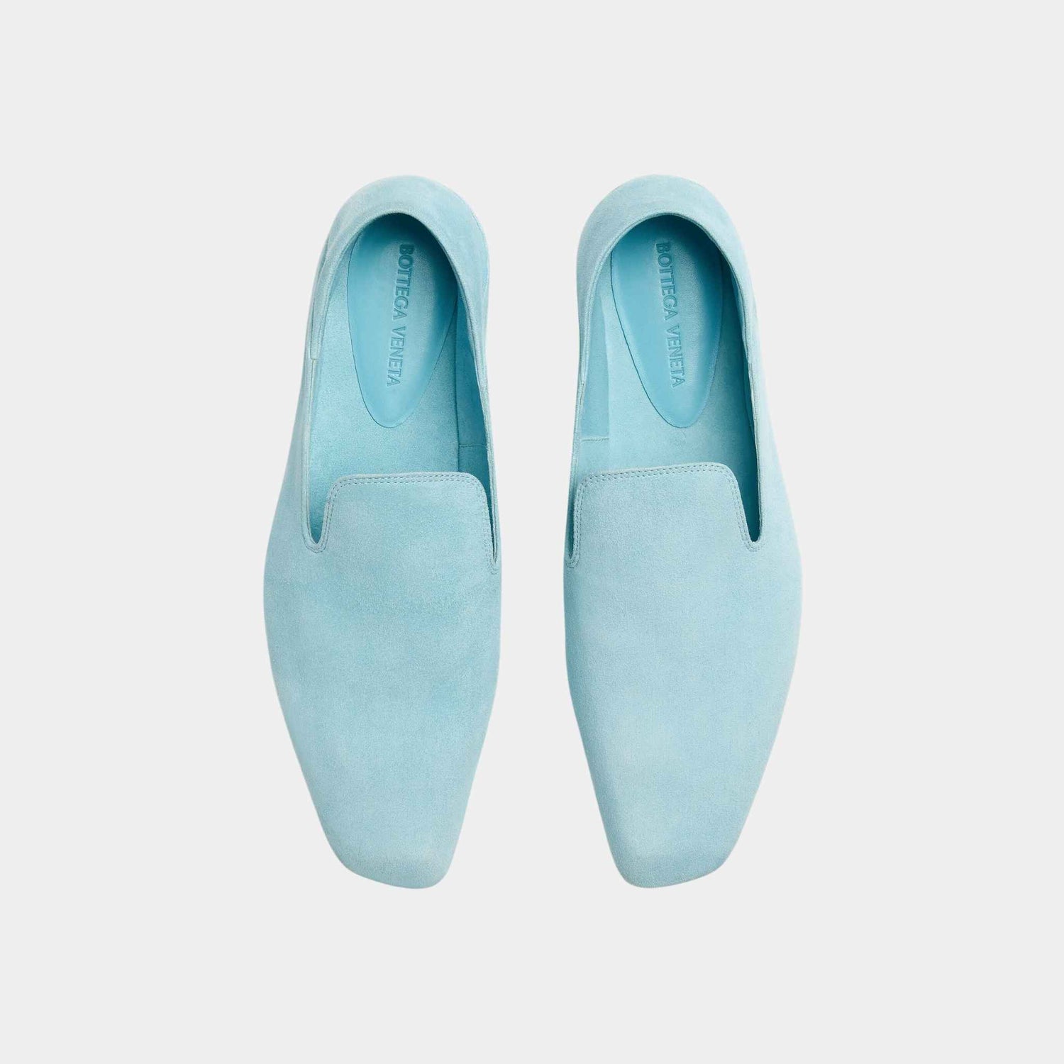 Bottega Veneta Adamo Supple Slipper Suede Foldable Backstay, Pale Blue, Top
